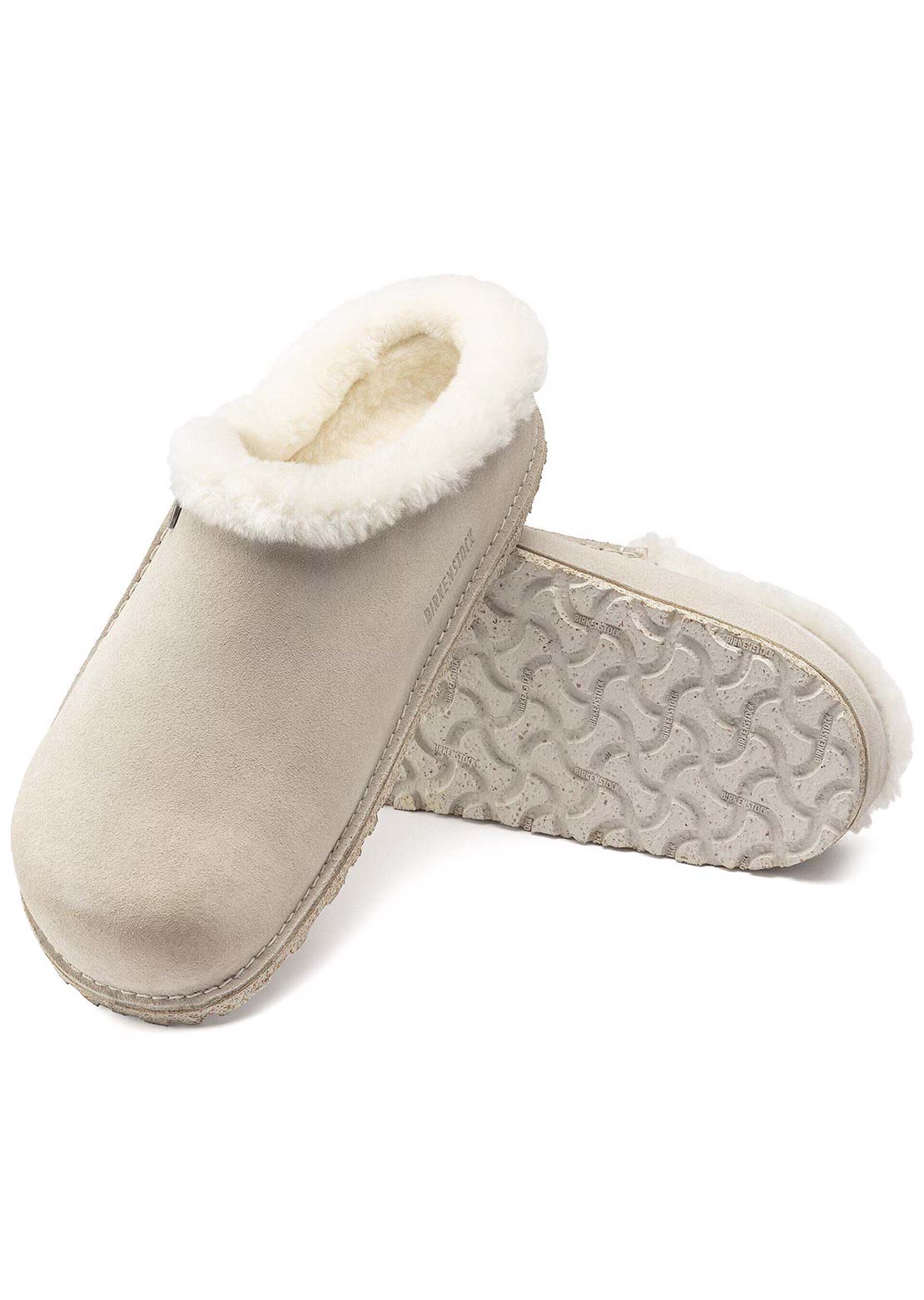 Birkenstock Women's Zermatt Premium Shearling Suede Narrow Sandals Antique White