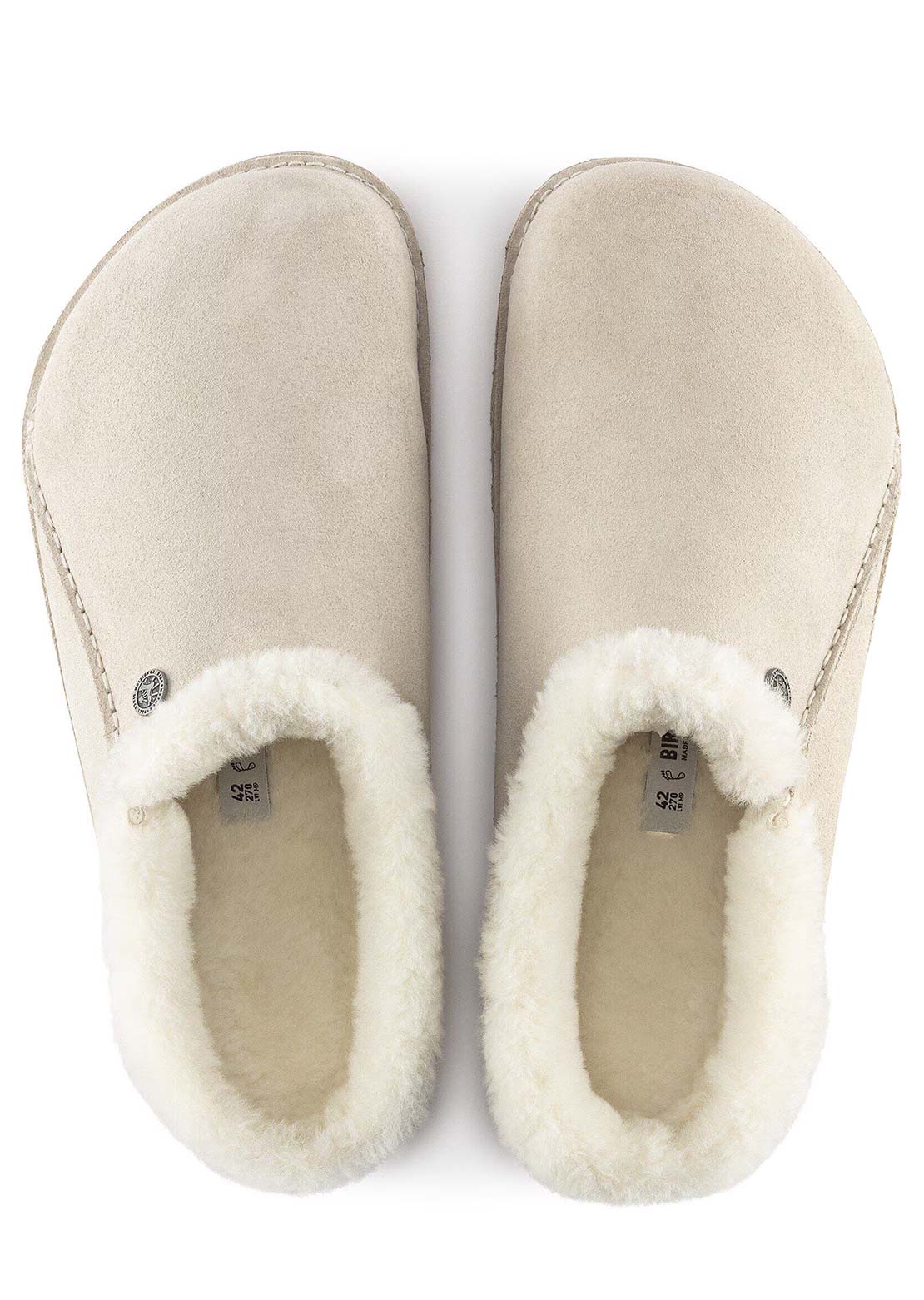Birkenstock Women's Zermatt Premium Shearling Suede Narrow Sandals Antique White