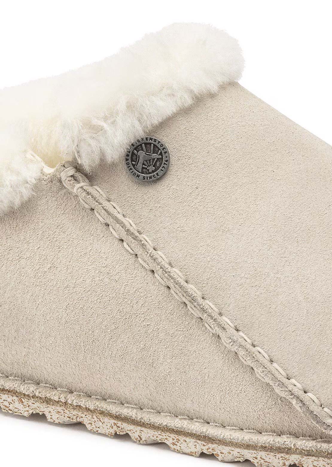 Birkenstock Women's Zermatt Premium Shearling Suede Narrow Sandals Antique White