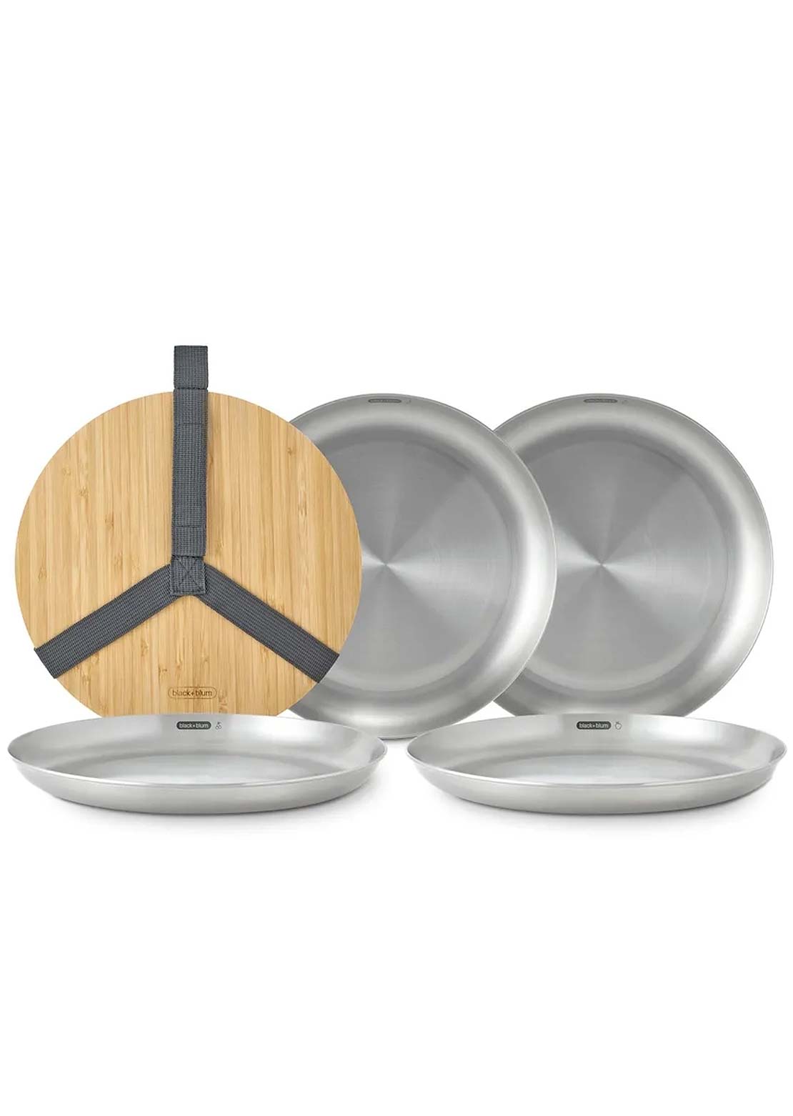 Black + Blum Stainless Steel Plate Set with Bamboo Board