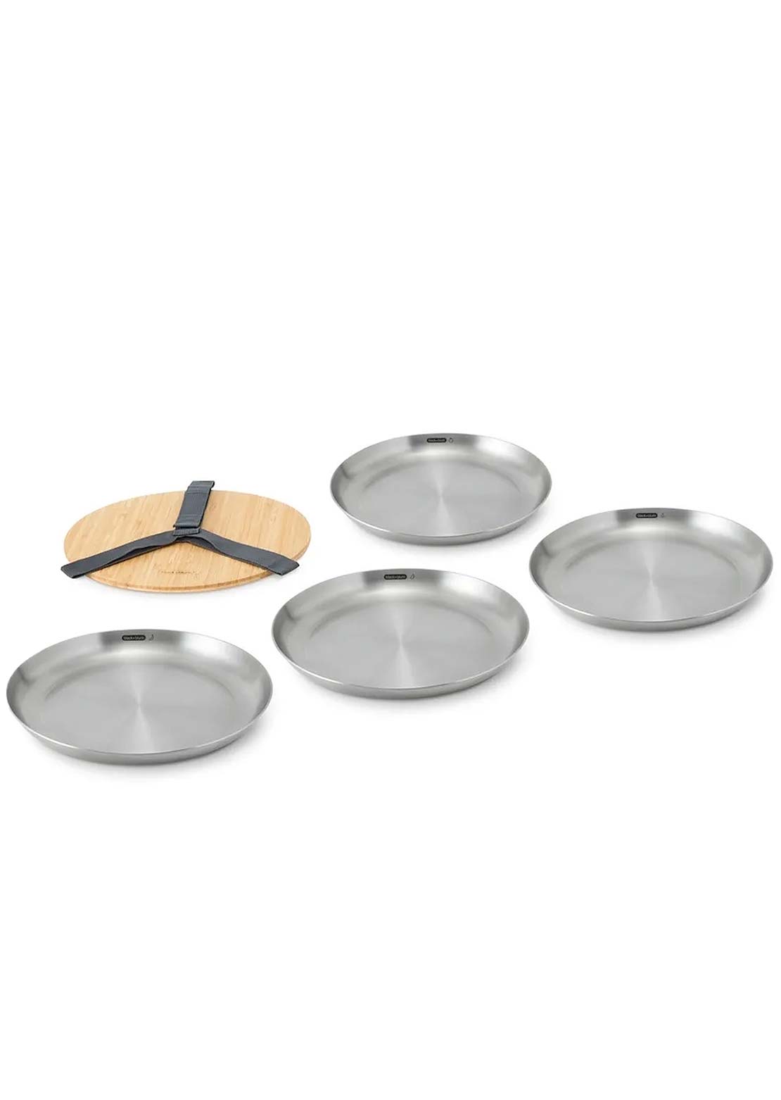 Black + Blum Stainless Steel Plate Set with Bamboo Board
