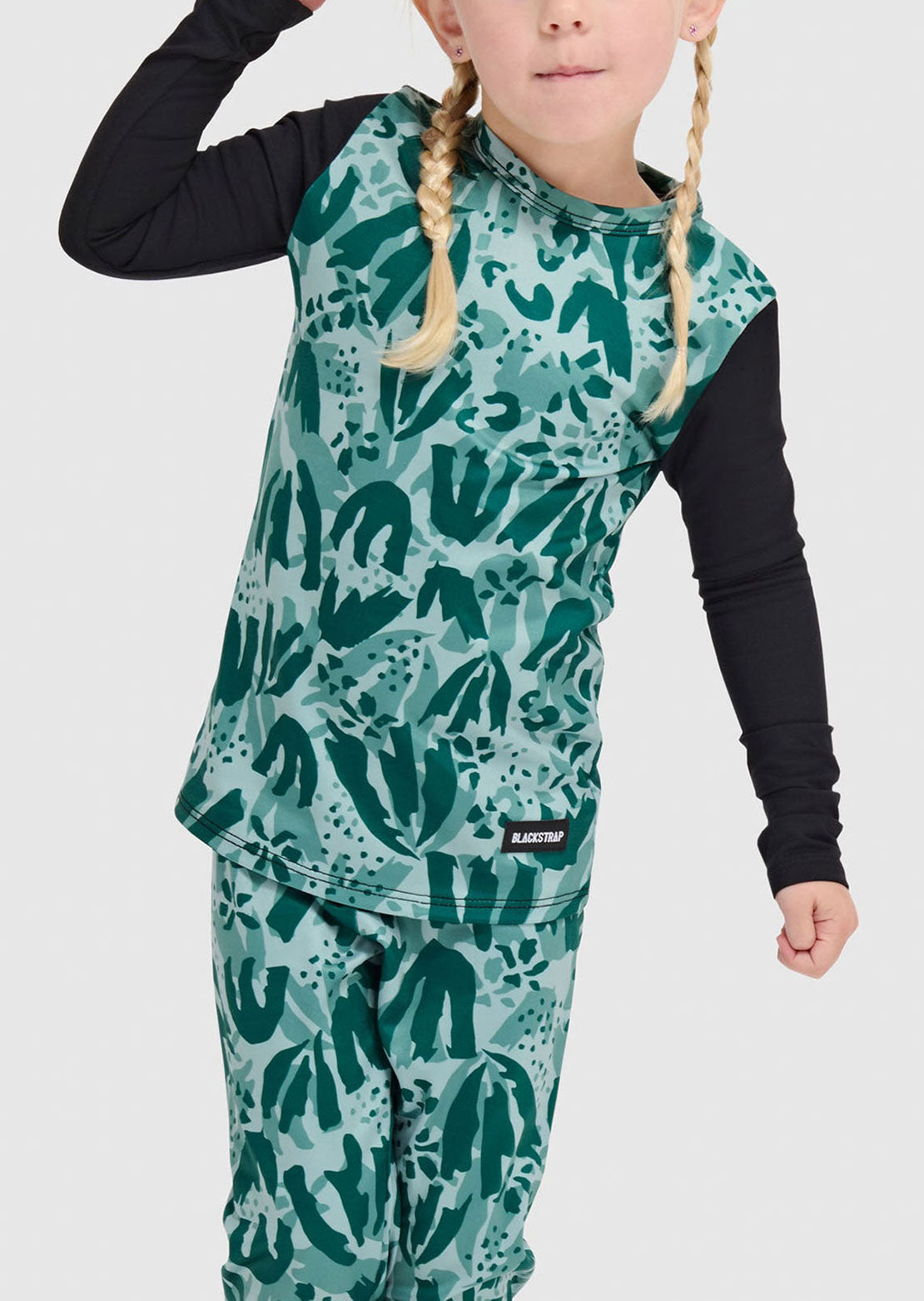 Blackstrap Toddler Little Pine Crewneck Base Layer Top Tracked Evergreen