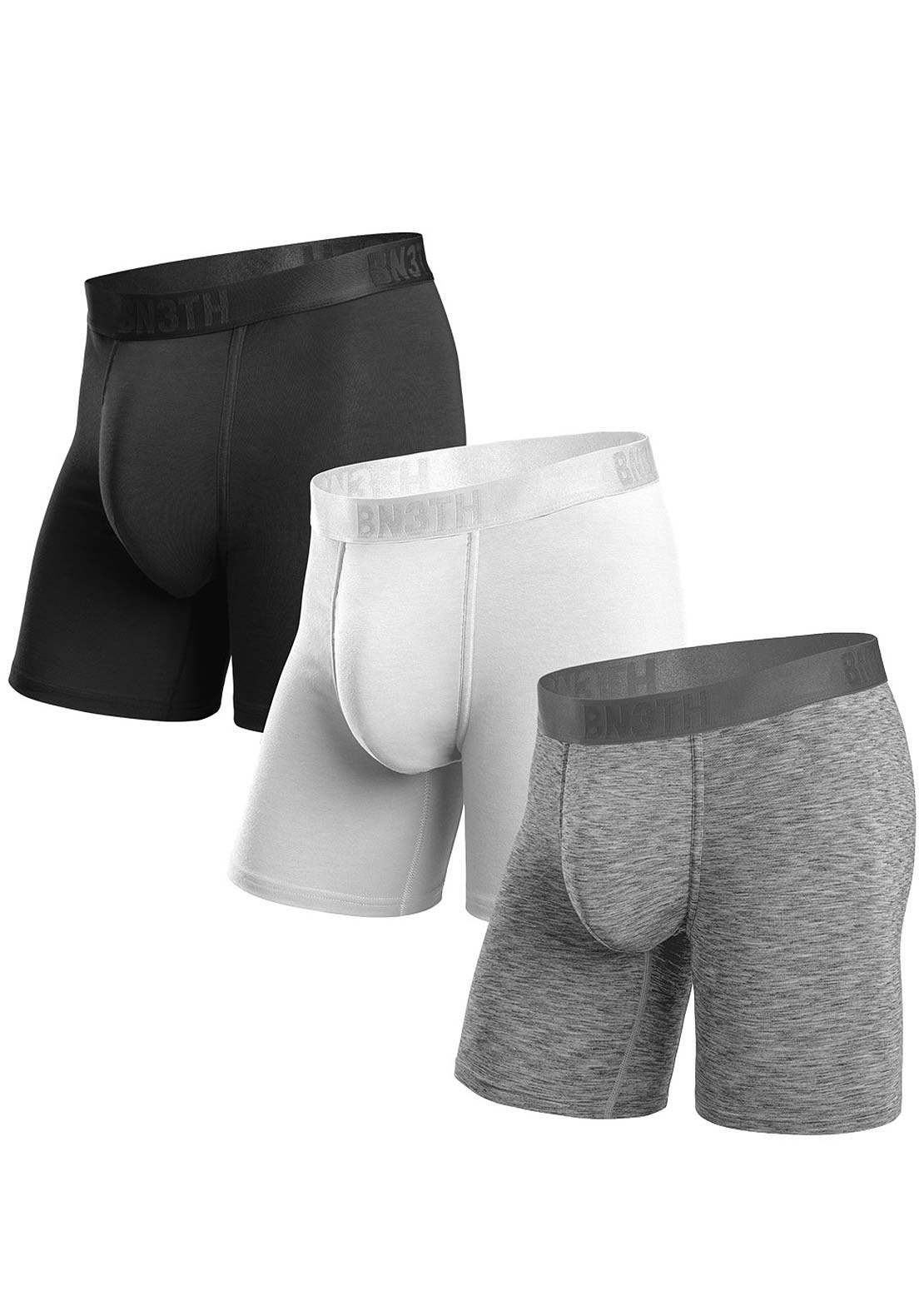 BN3TH Men's Essentials Brief Boxers 3-Pack Black/Heather Grey/White