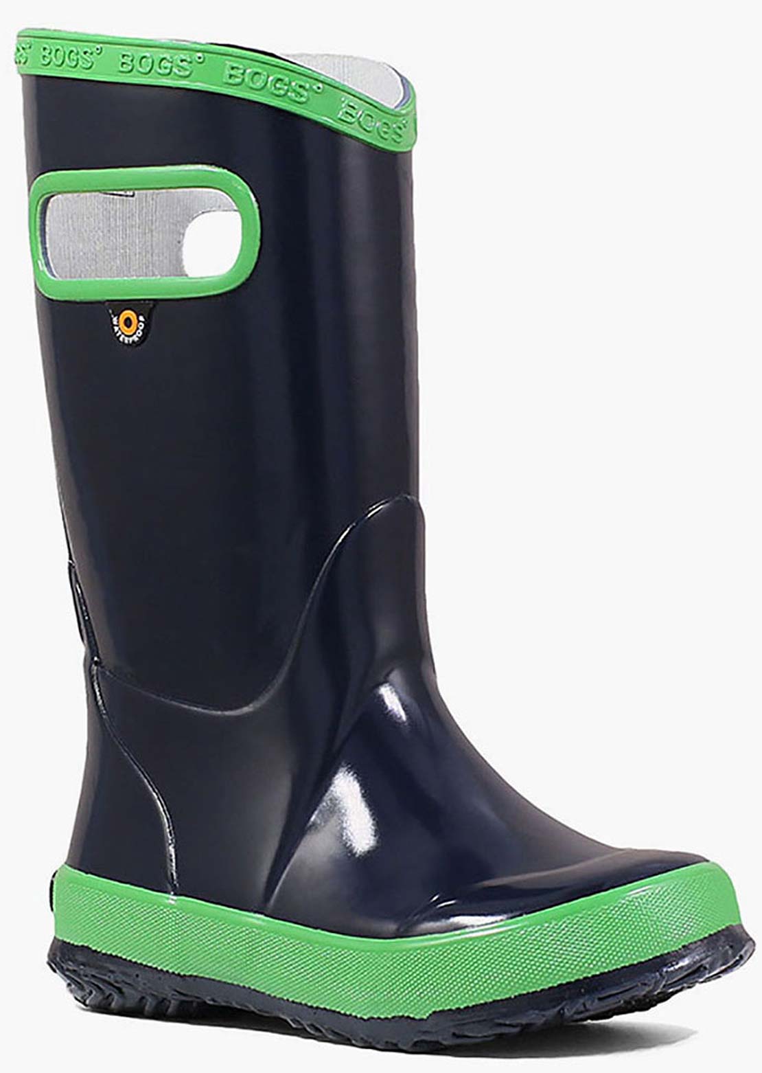Bogs Junior Solid Rain Boots Navy/Green