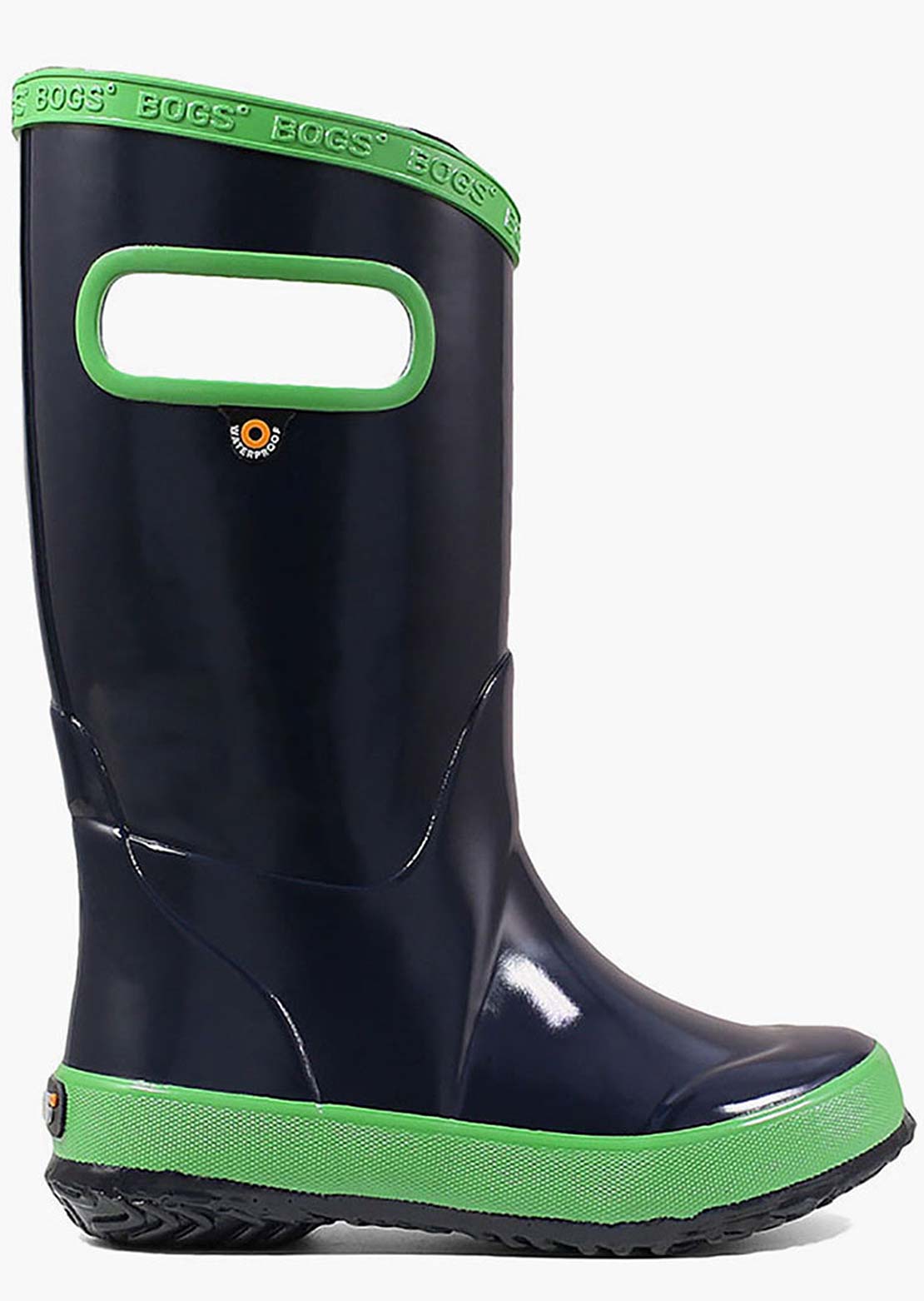 Bogs Junior Solid Rain Boots Navy/Green