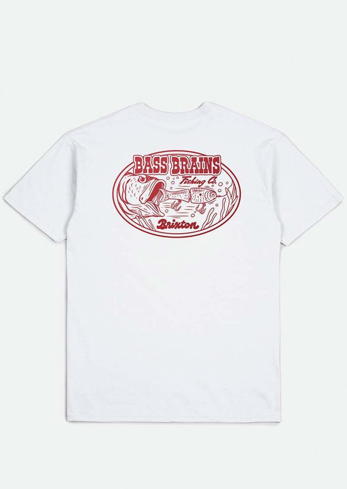 Brixton Men&#39;s Bass Brains Swim Short Sleeve Standard T-Shirt White