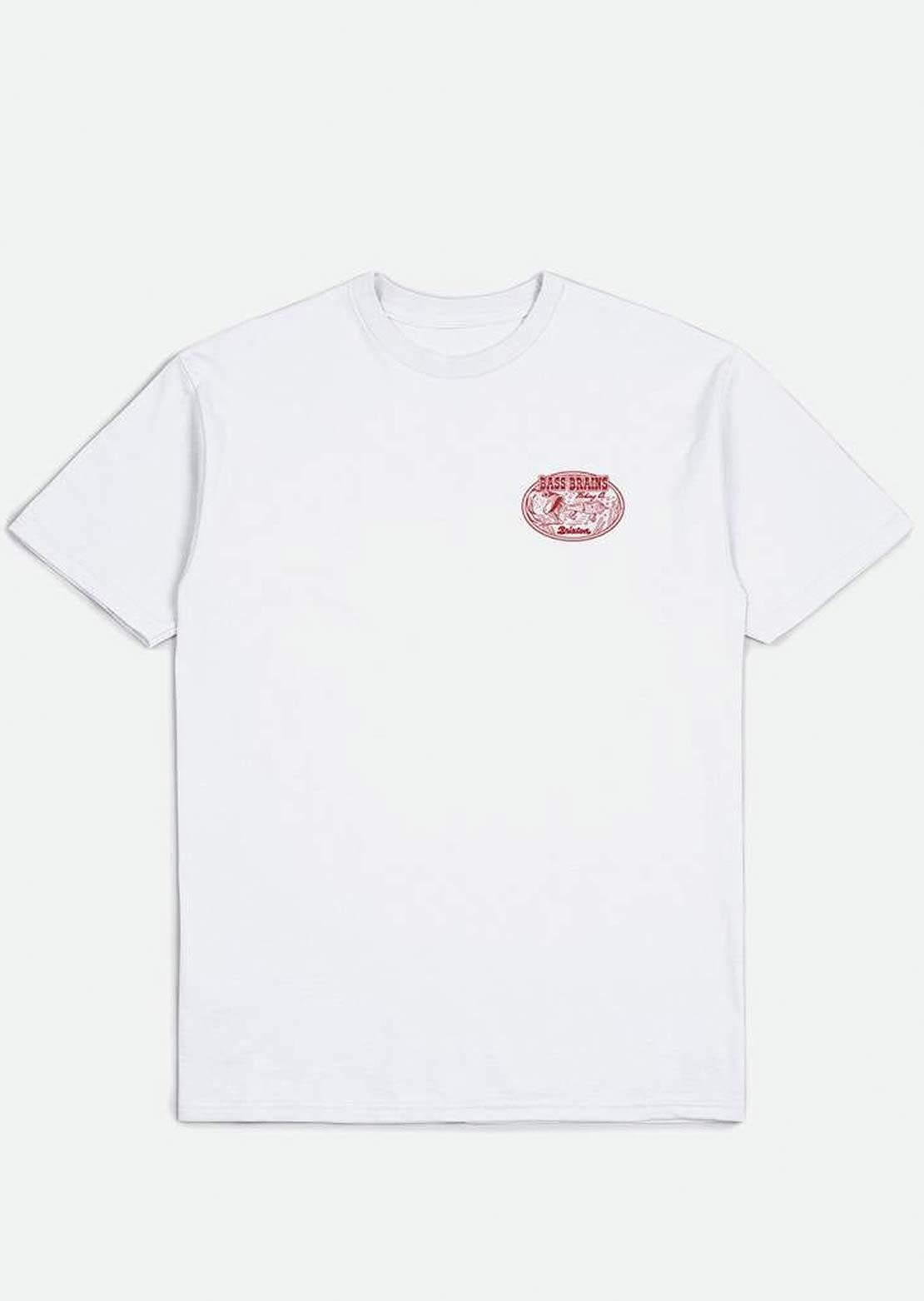 Brixton Men&#39;s Bass Brains Swim Short Sleeve Standard T-Shirt White
