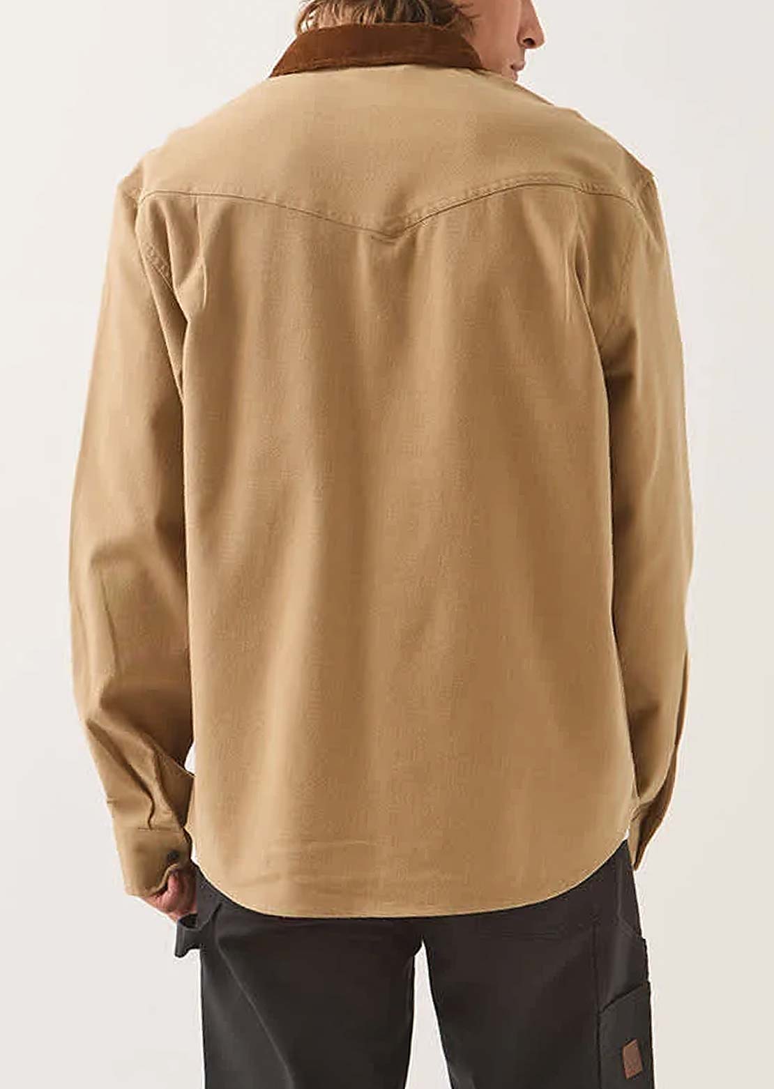 Brixton Men's Bowery Builders Ranch Performance Flannel Button Up Shirt Khaki/Brown