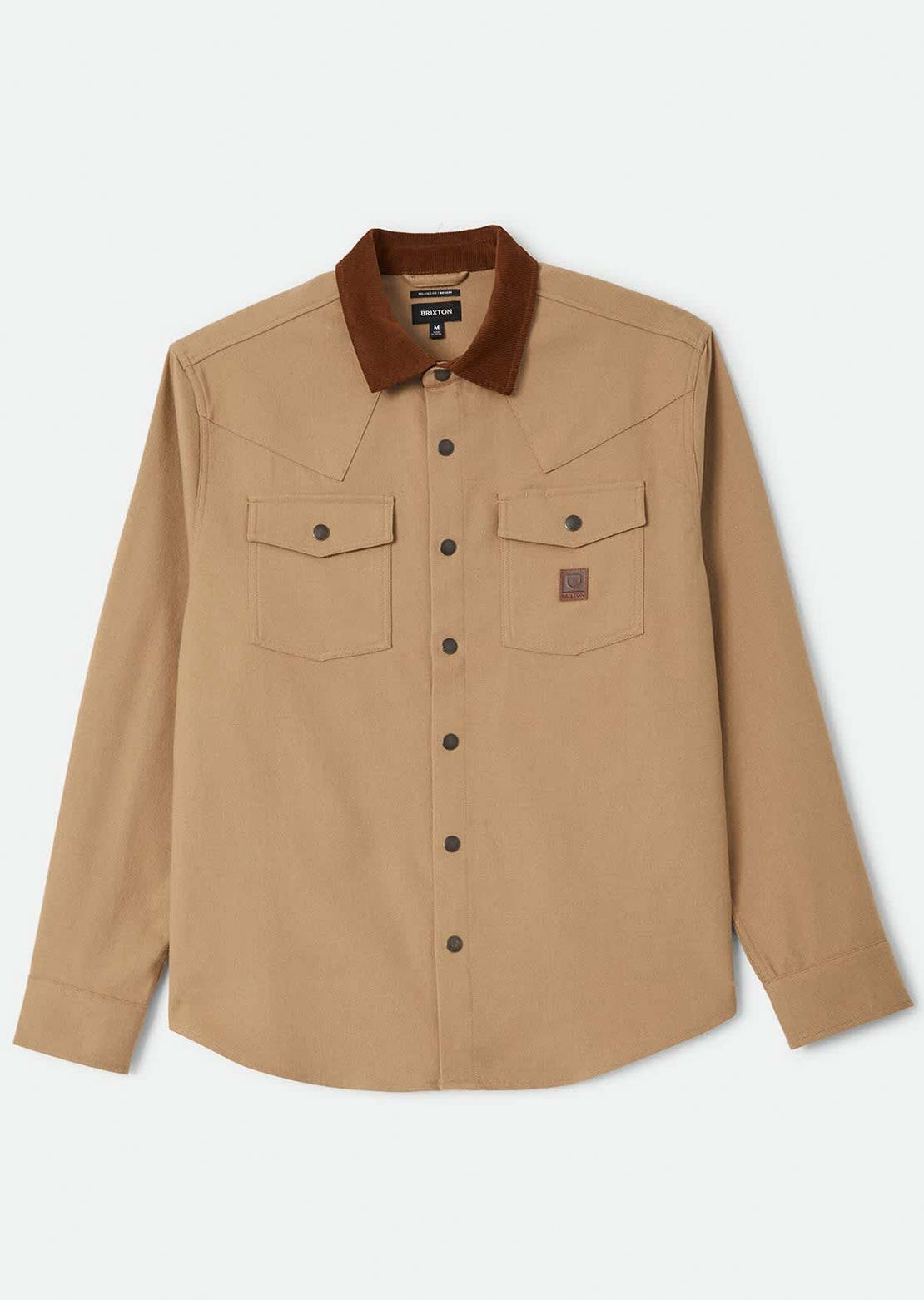 Brixton Men's Bowery Builders Ranch Performance Flannel Button Up Shirt Khaki/Brown
