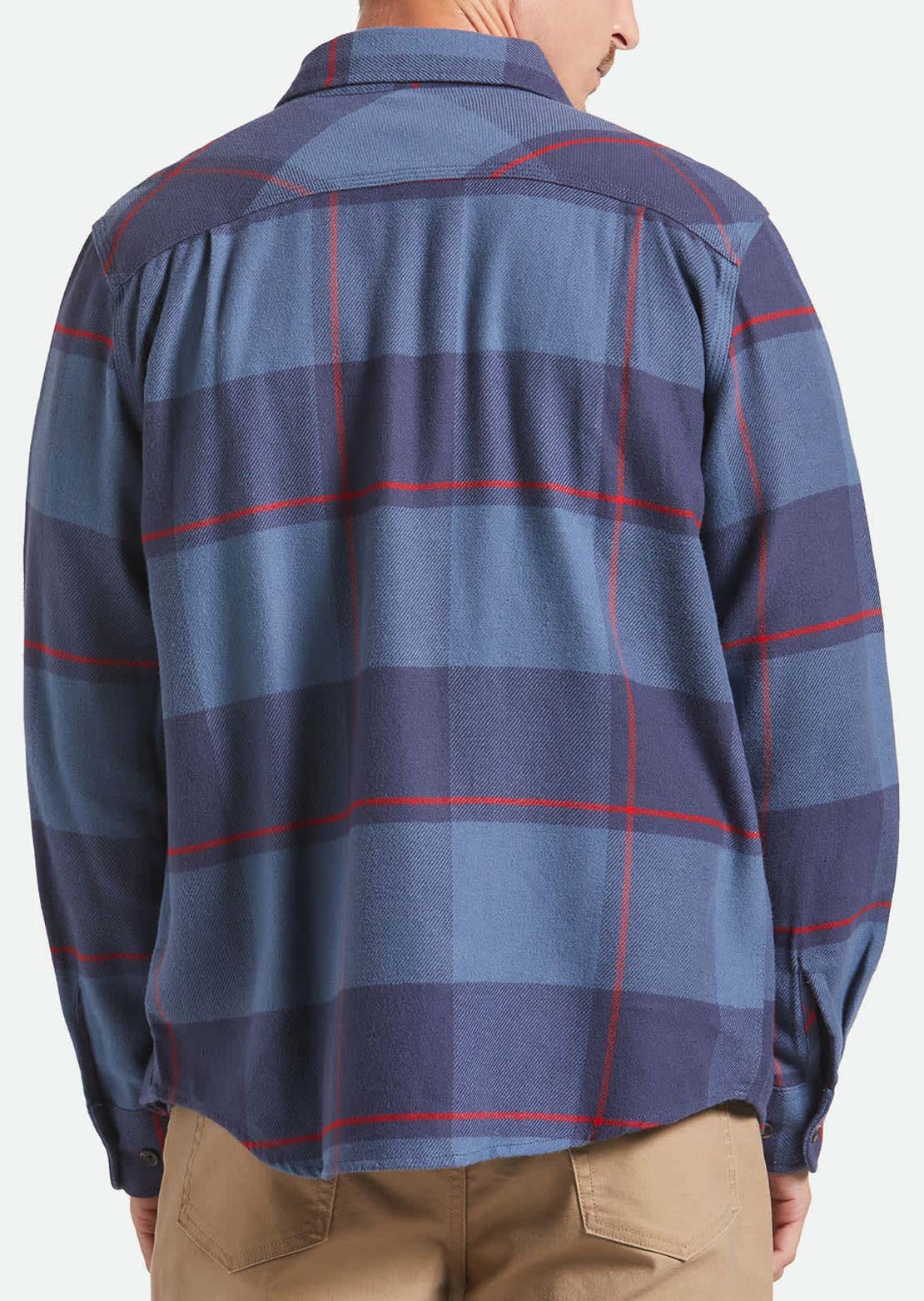 Brixton Men's Bowery Flannel Button Up Shirt Bering Sea/Mood Indigo/Adrenal