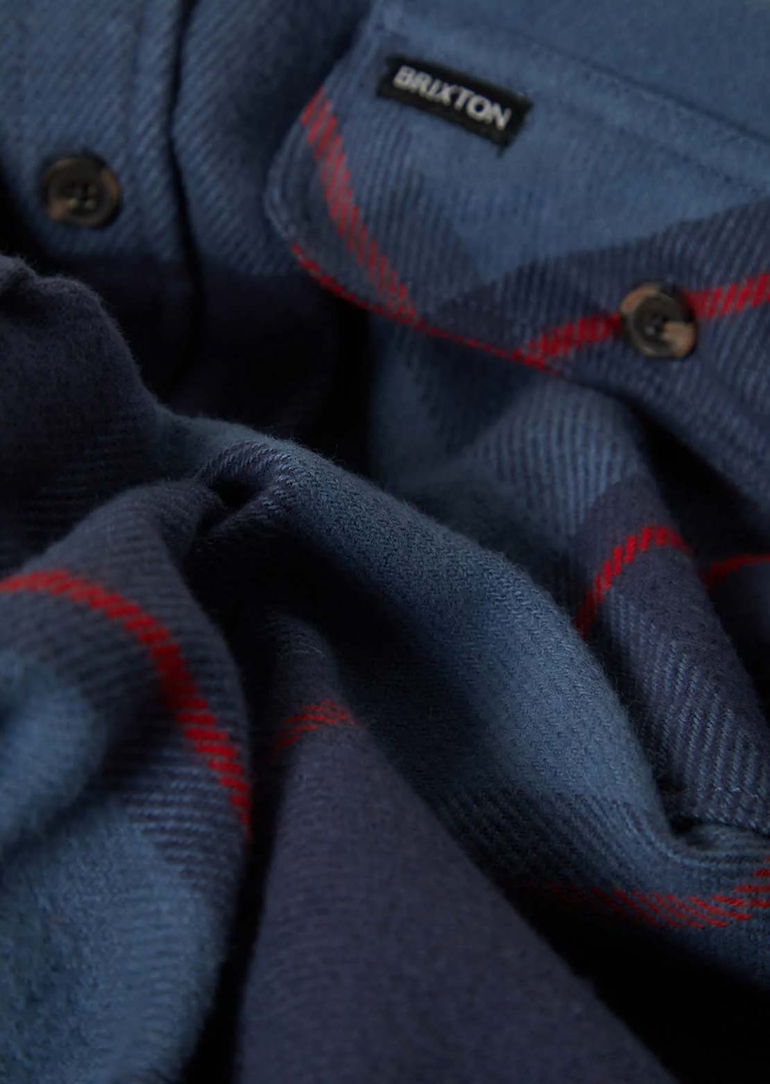 Brixton Men's Bowery Flannel Button Up Shirt Bering Sea/Mood Indigo/Adrenal