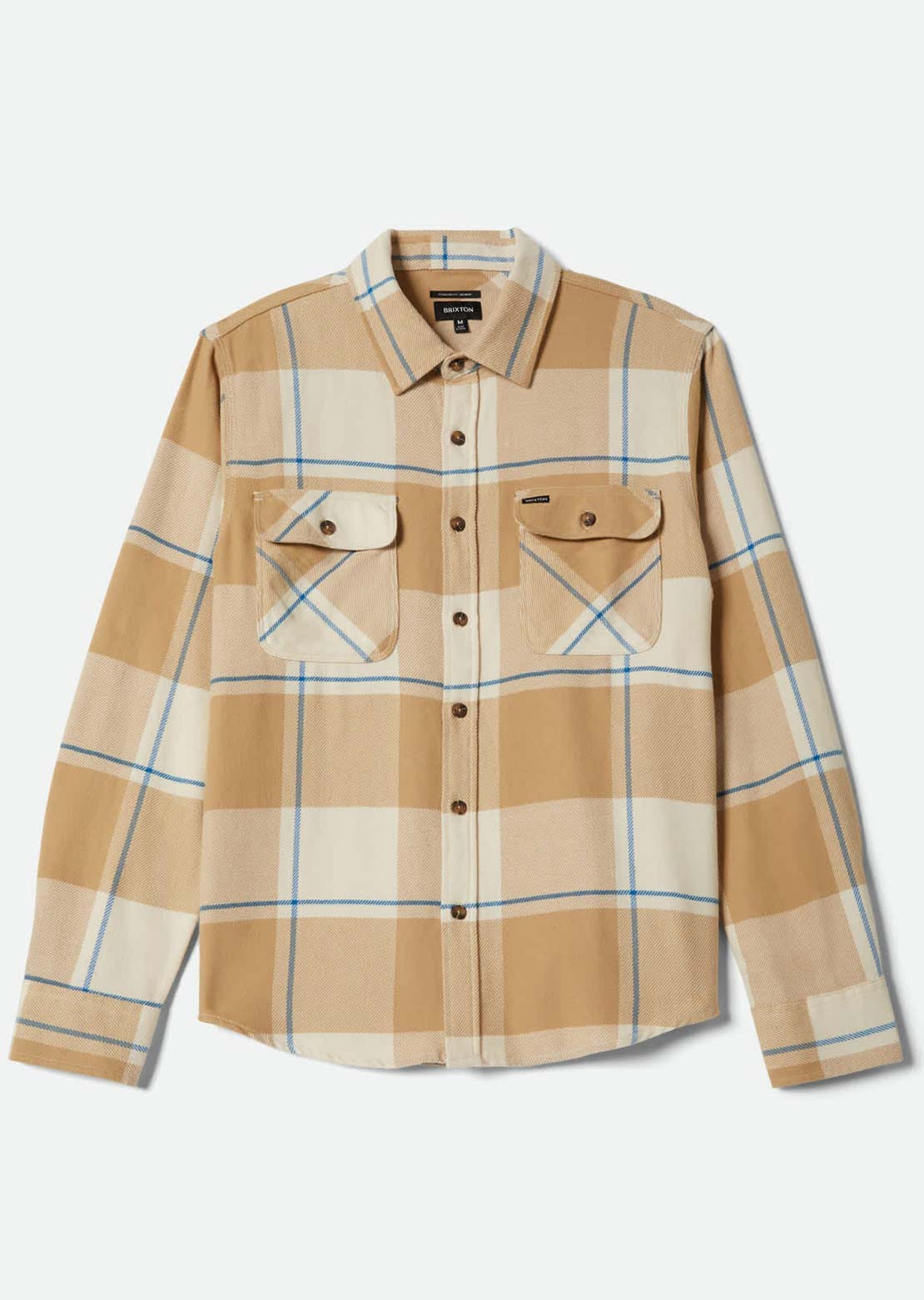 Brixton Men's Bowery Flannel Button Up Shirt Whitecap/Sand/Cyber Blue