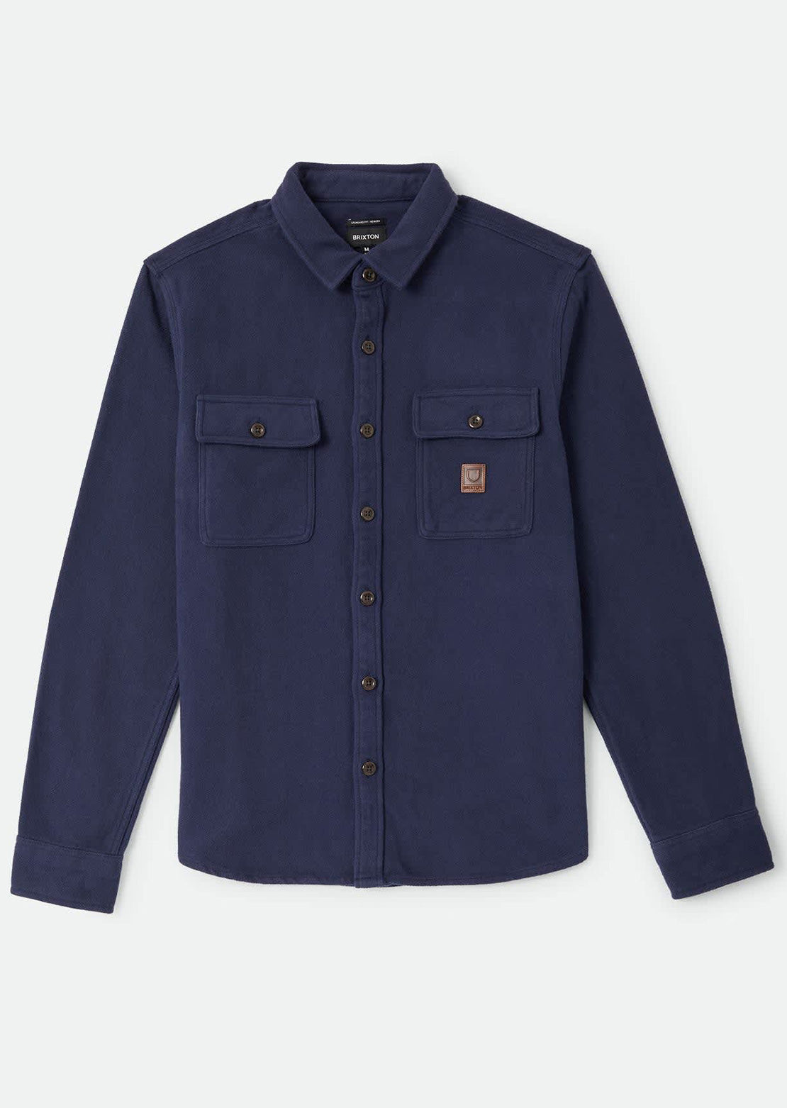 Brixton Men's Bowery Heavy Weight Flannel Button Up Shirt Washed Navy