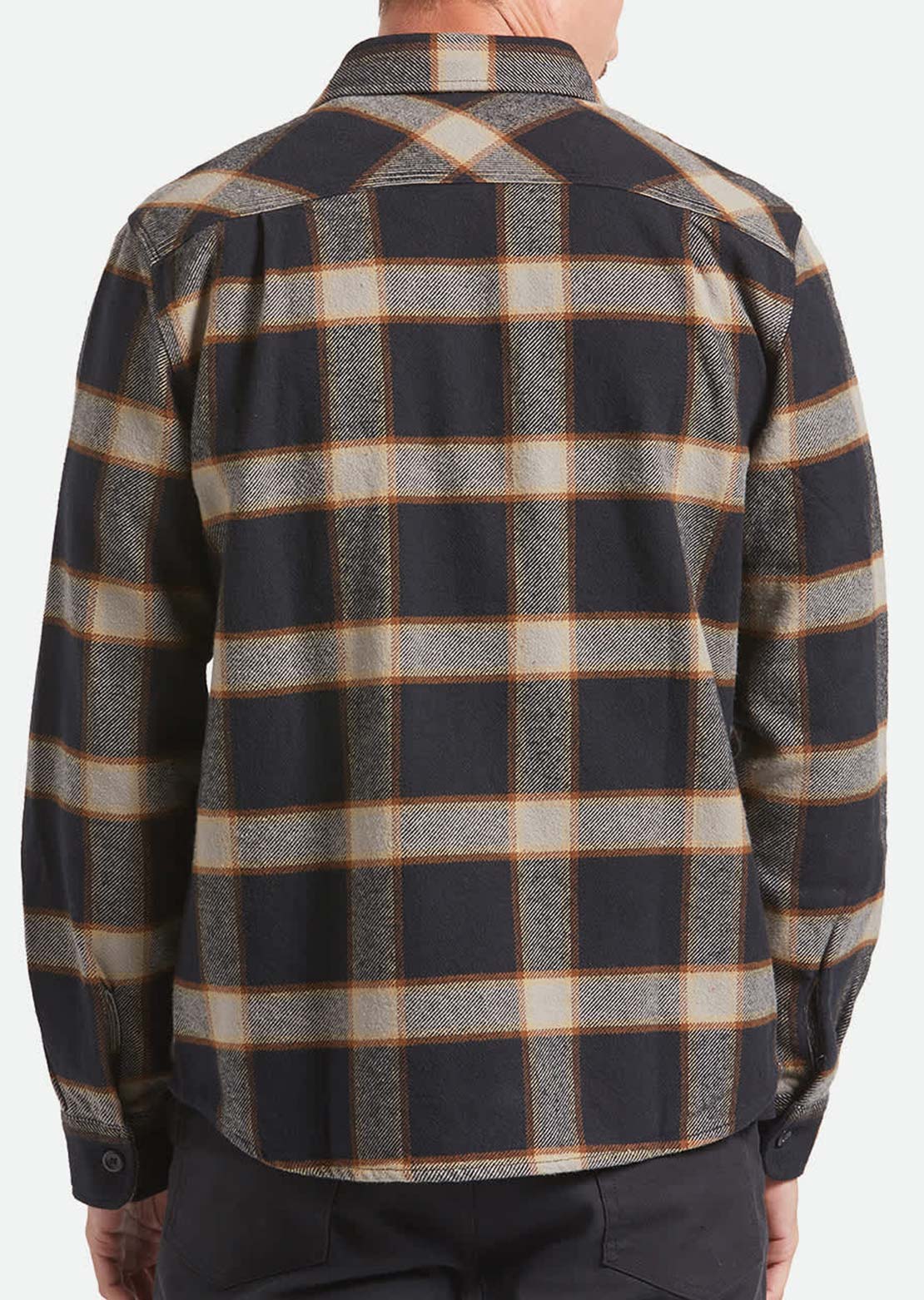 Brixton Men's Bowery Heavy Weight Long Sleeve Flannel Button Up Shirt Black Cream
