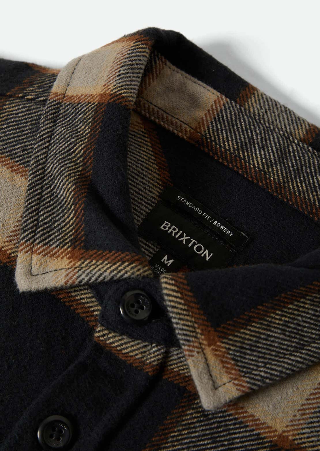 Brixton Men's Bowery Heavy Weight Long Sleeve Flannel Button Up Shirt Black Cream
