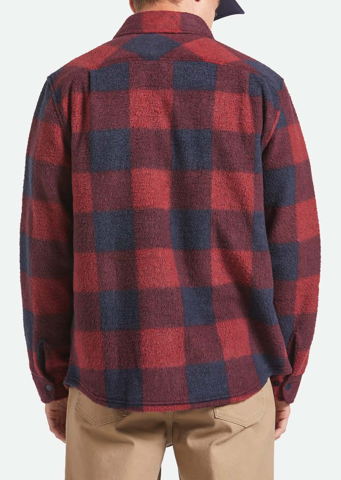 Brixton Men's Bowery Long Sleeve Arctic Stretch Fleece Button Up Shirt Adrenaline Rush/Mood Indigo plaid