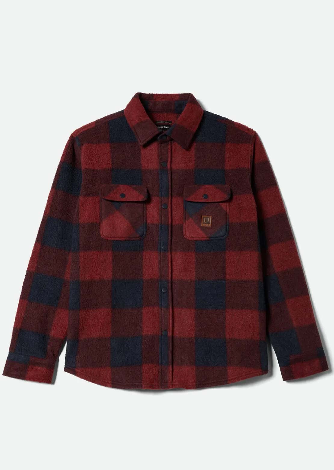 Brixton Men's Bowery Long Sleeve Arctic Stretch Fleece Button Up Shirt Adrenaline Rush/Mood Indigo plaid