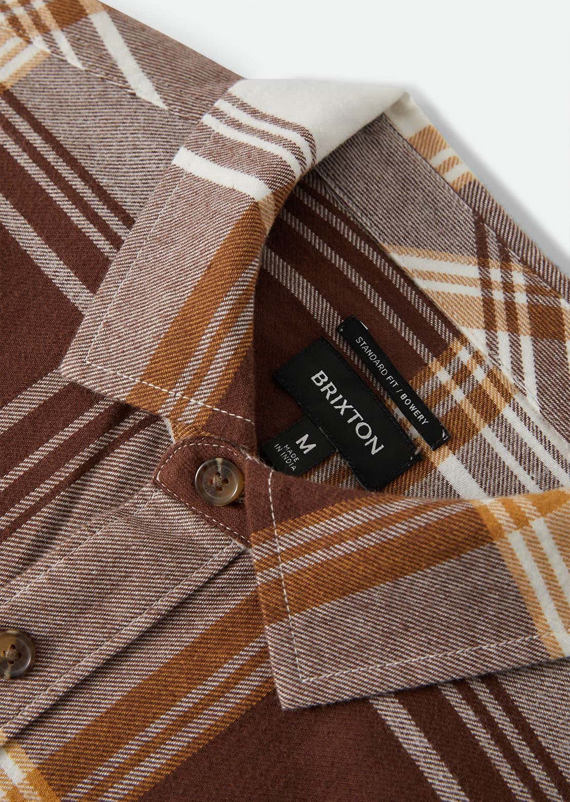 Brixton Men's Bowery LW Ultra Flannel Button Up Shirt Chocolate/Off White