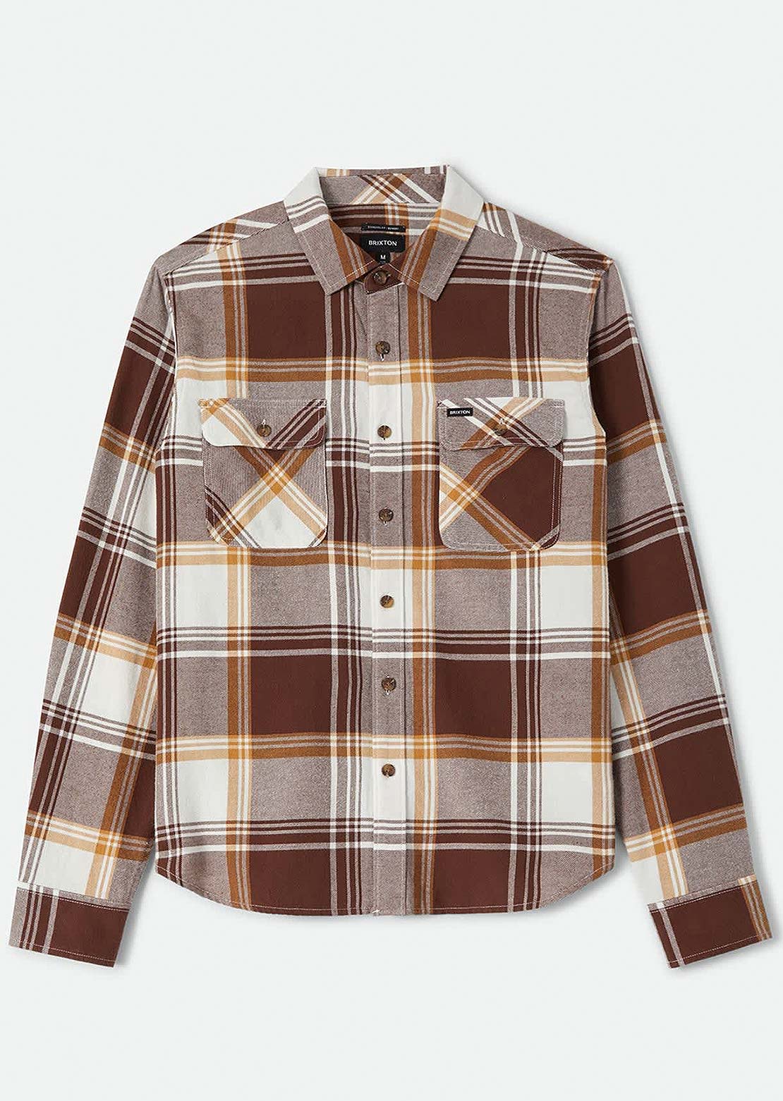 Brixton Men's Bowery LW Ultra Flannel Button Up Shirt Chocolate/Off White
