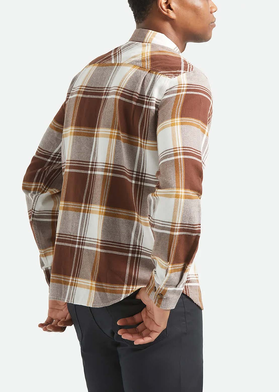 Brixton Men's Bowery LW Ultra Flannel Button Up Shirt Chocolate/Off White