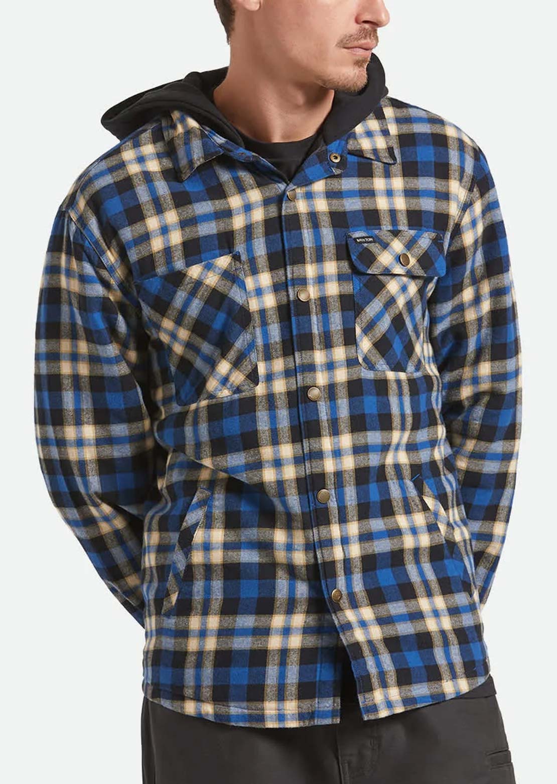 Brixton Men's Bowery Quilted Hooded Jacket Navy/Cream