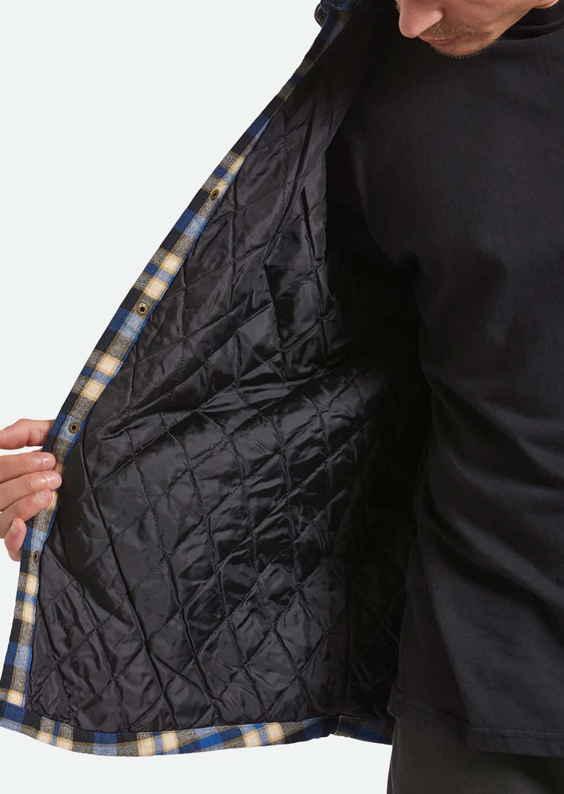 Brixton Men's Bowery Quilted Hooded Jacket Navy/Cream