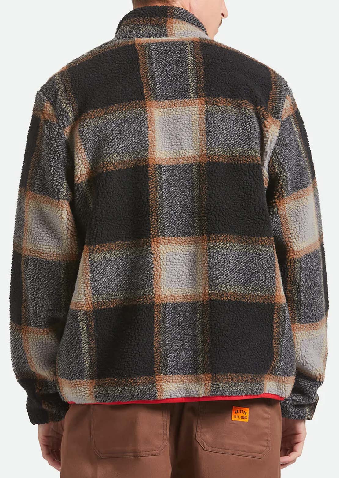 Brixton Men's Buffalo Plaid Sherpa Full Zip Jacket Black/Cream
