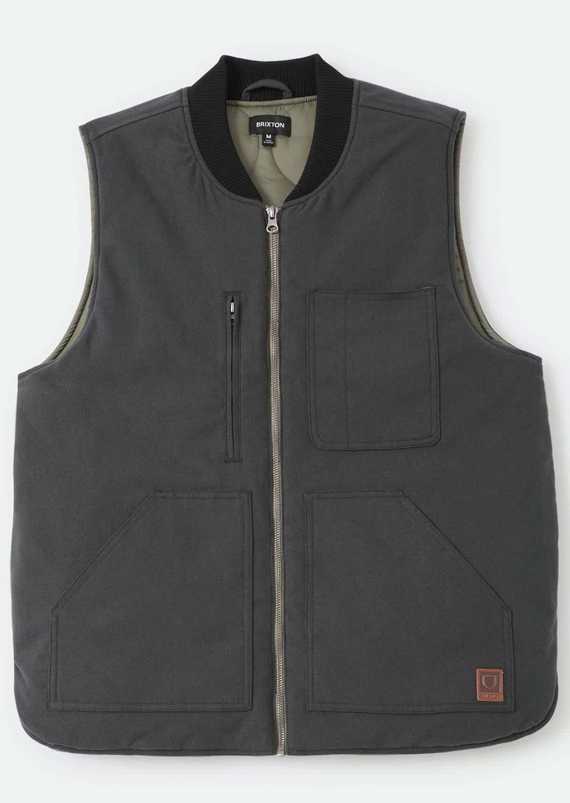 Brixton Men's Builder Abraham Reversible Vest Black/Olive Surplus