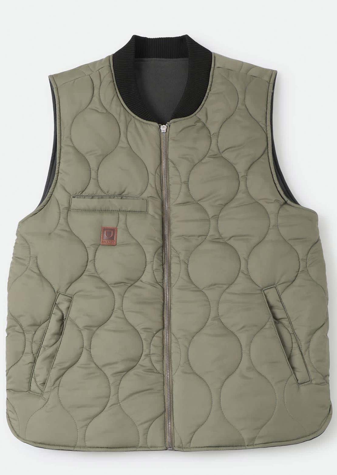Brixton Men's Builder Abraham Reversible Vest Black/Olive Surplus