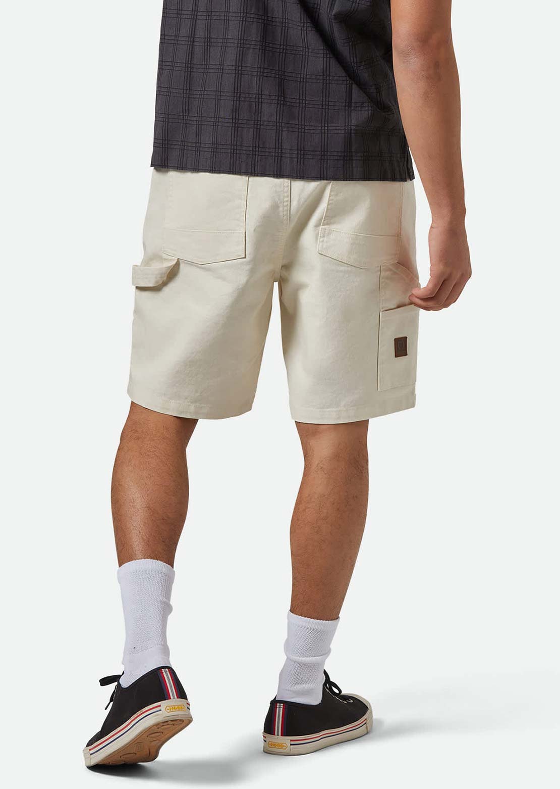 Brixton Men's Builders Carpenter Baggy Shorts Egret Wihte