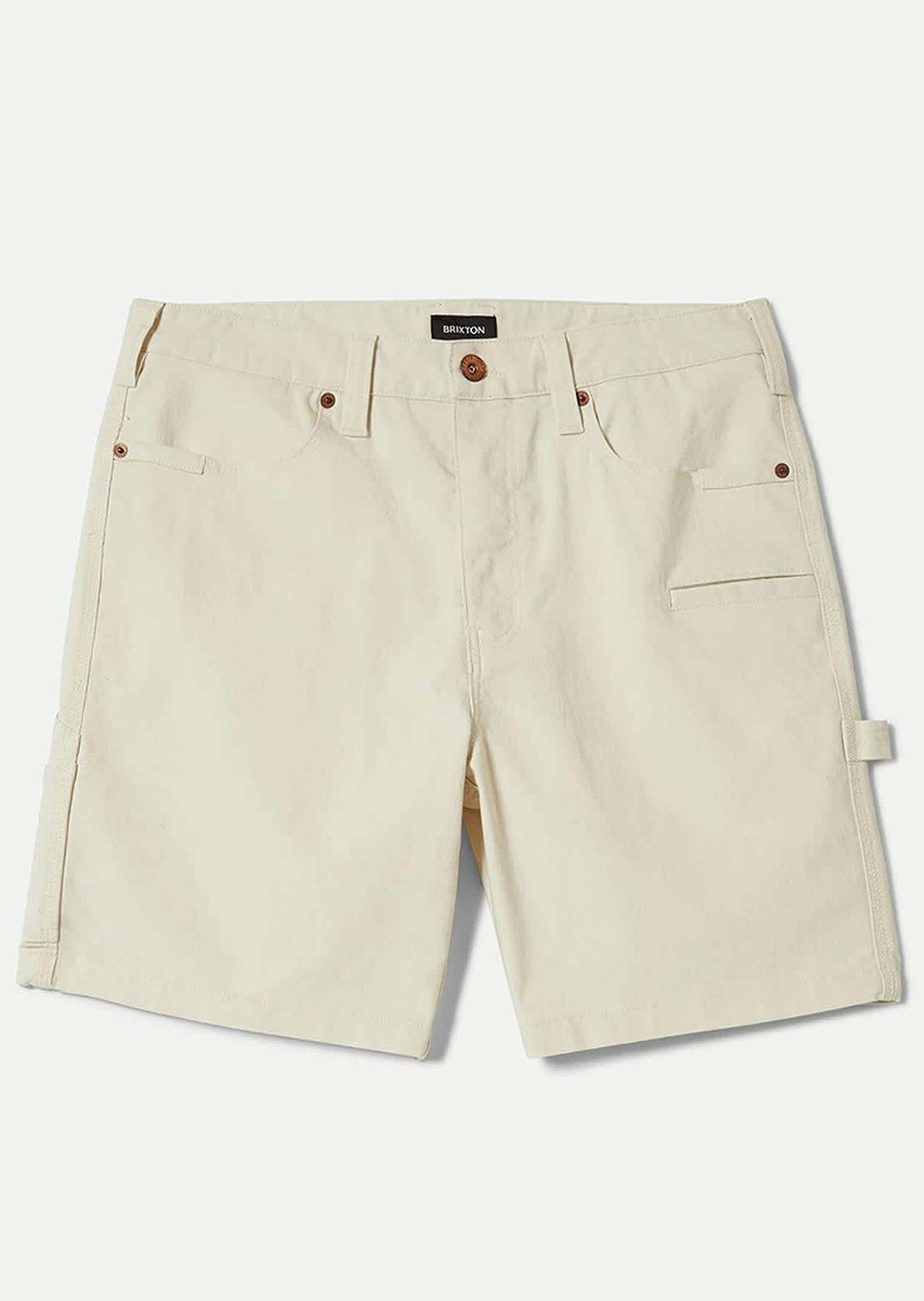 Brixton Men's Builders Carpenter Baggy Shorts Egret Wihte