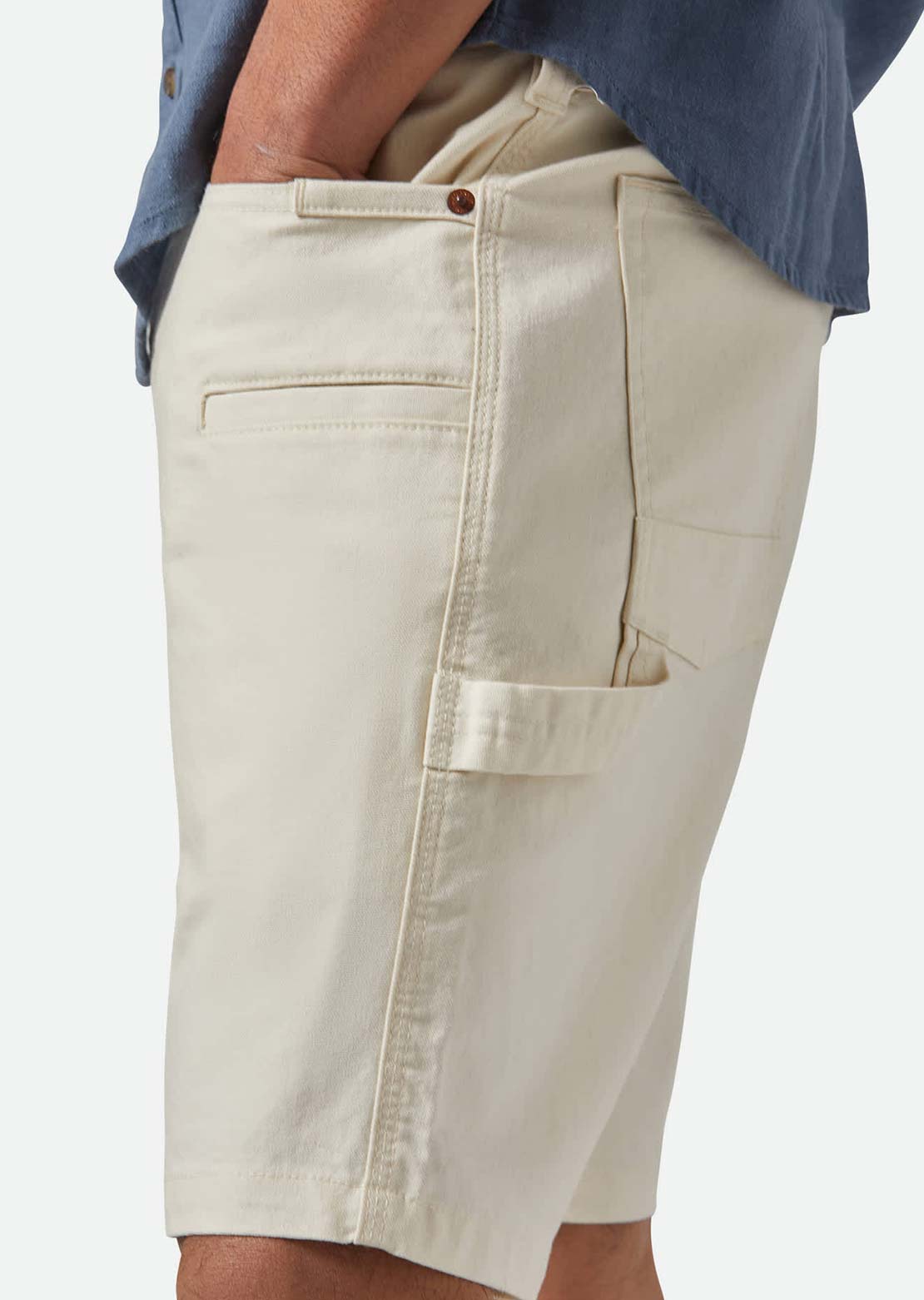 Brixton Men's Builders Carpenter Baggy Shorts Egret Wihte