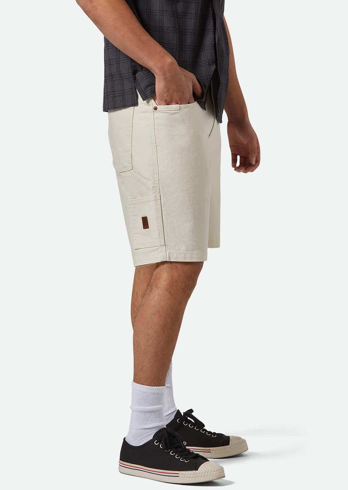 Brixton Men's Builders Carpenter Baggy Shorts Egret Wihte