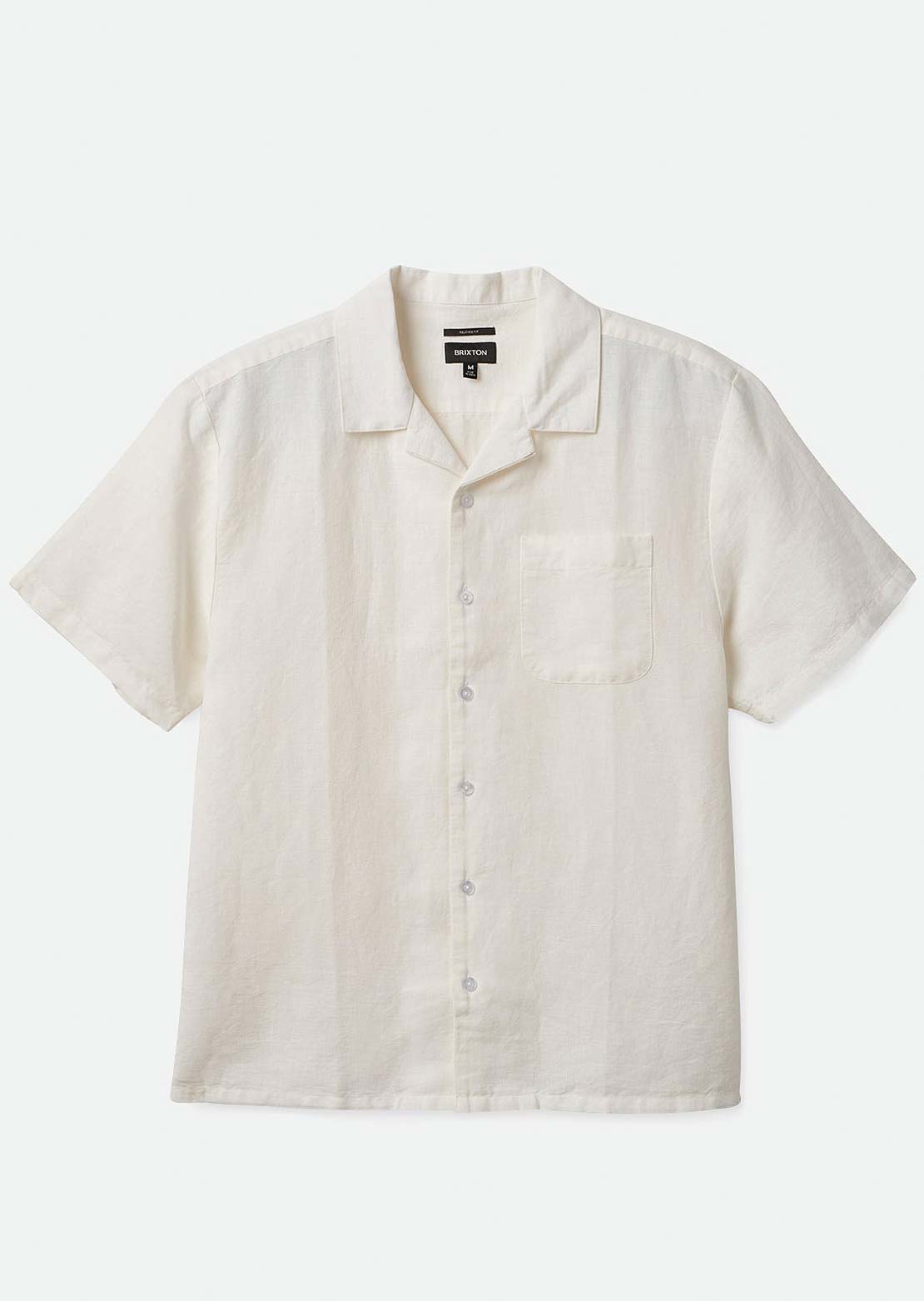 Brixton Men's Bunker Linen Blend Button Up Shirt Whitecap