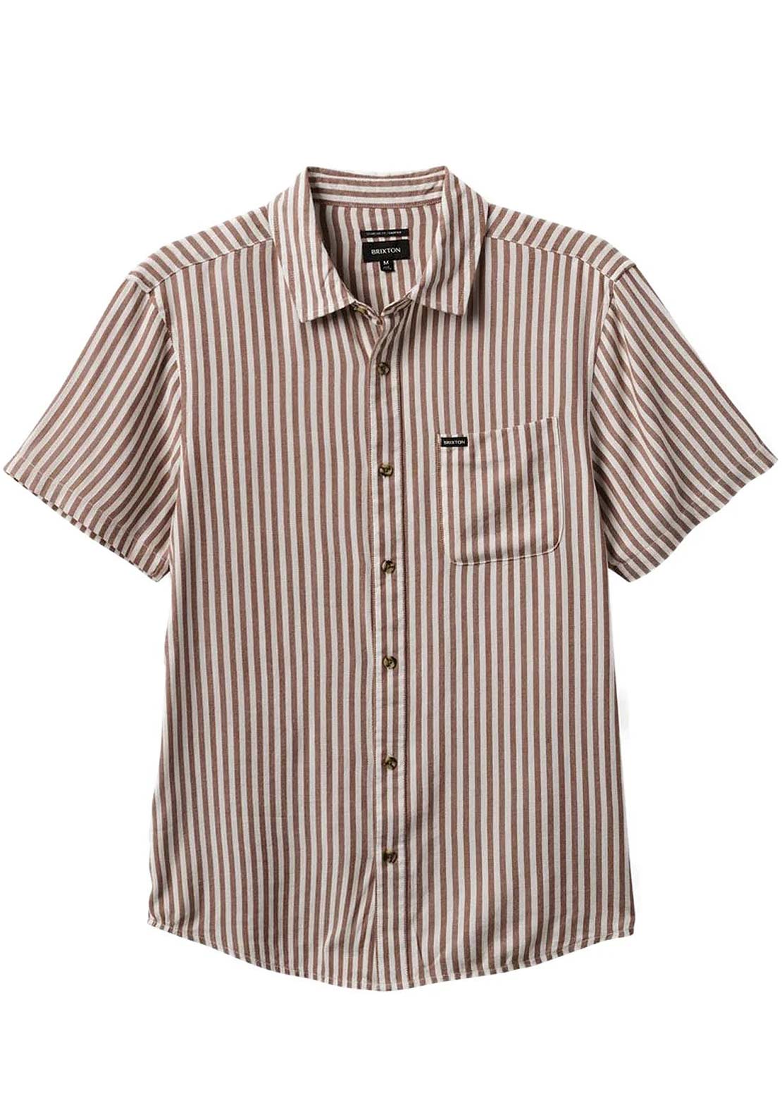 Brixton Men&#39;s Charter Hb Stripe Button Up Shirt Off White/Bison