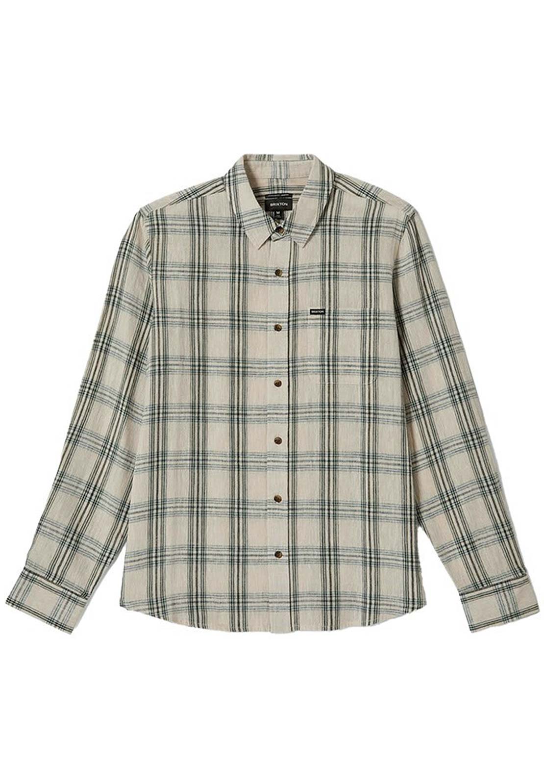 Brixton Men's Charter Long Sleeve Woven Button Up Shirt Mineral Grey/Washed Navy