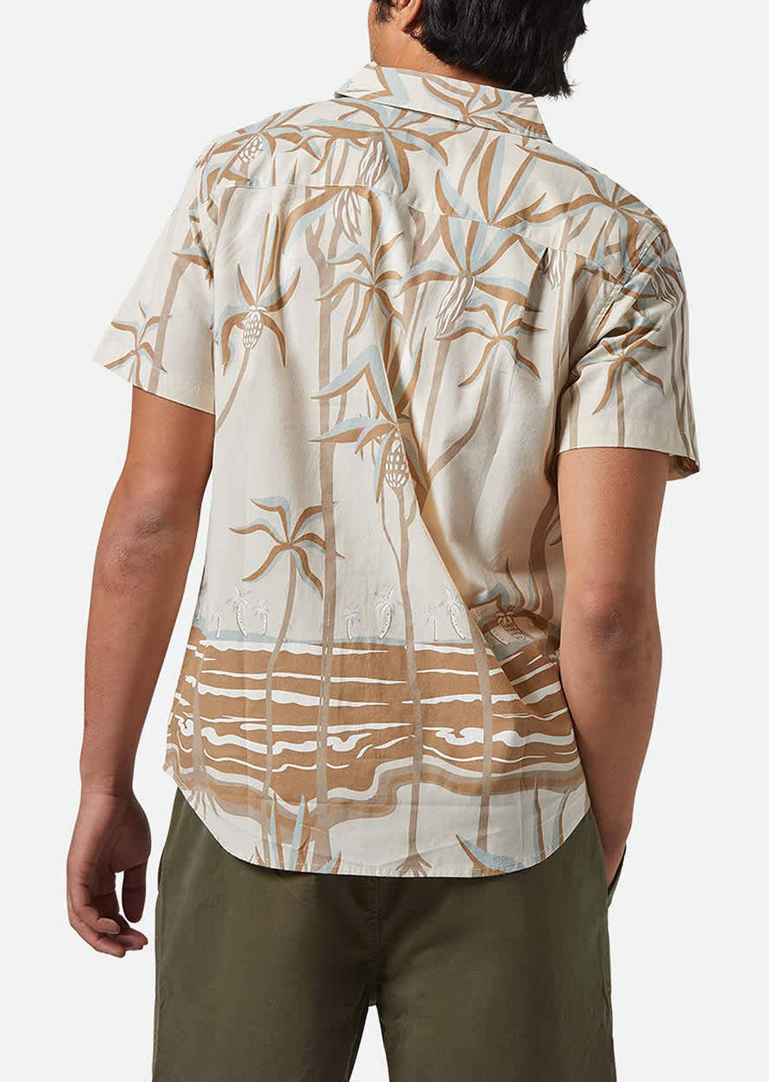 Brixton Men's Charter Print Woven Button Up Shirt Whitecap Scenic Trip