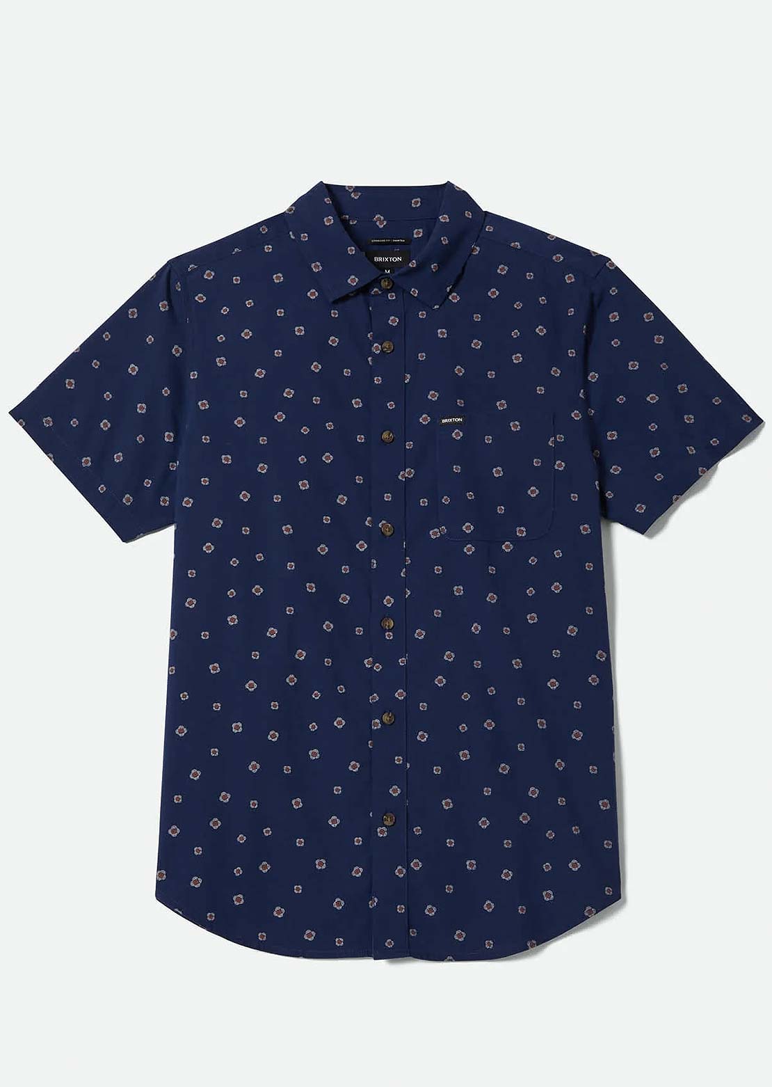 Brixton Men's Charter Print Woven Button Up Shirt Midnight Blue Geo