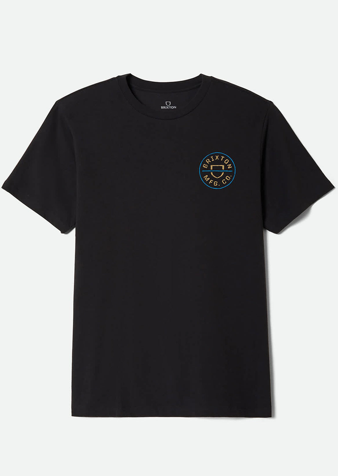 Brixton Men's Crest II Standard T-Shirt Black/Copper/Medium Blue