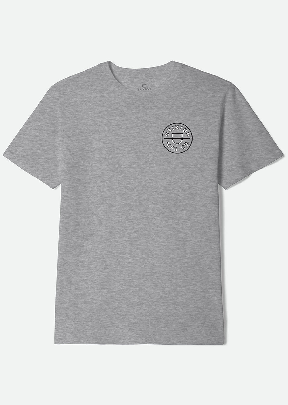 Brixton Men's Crest II Standard T-Shirt Heather Grey/White/Black