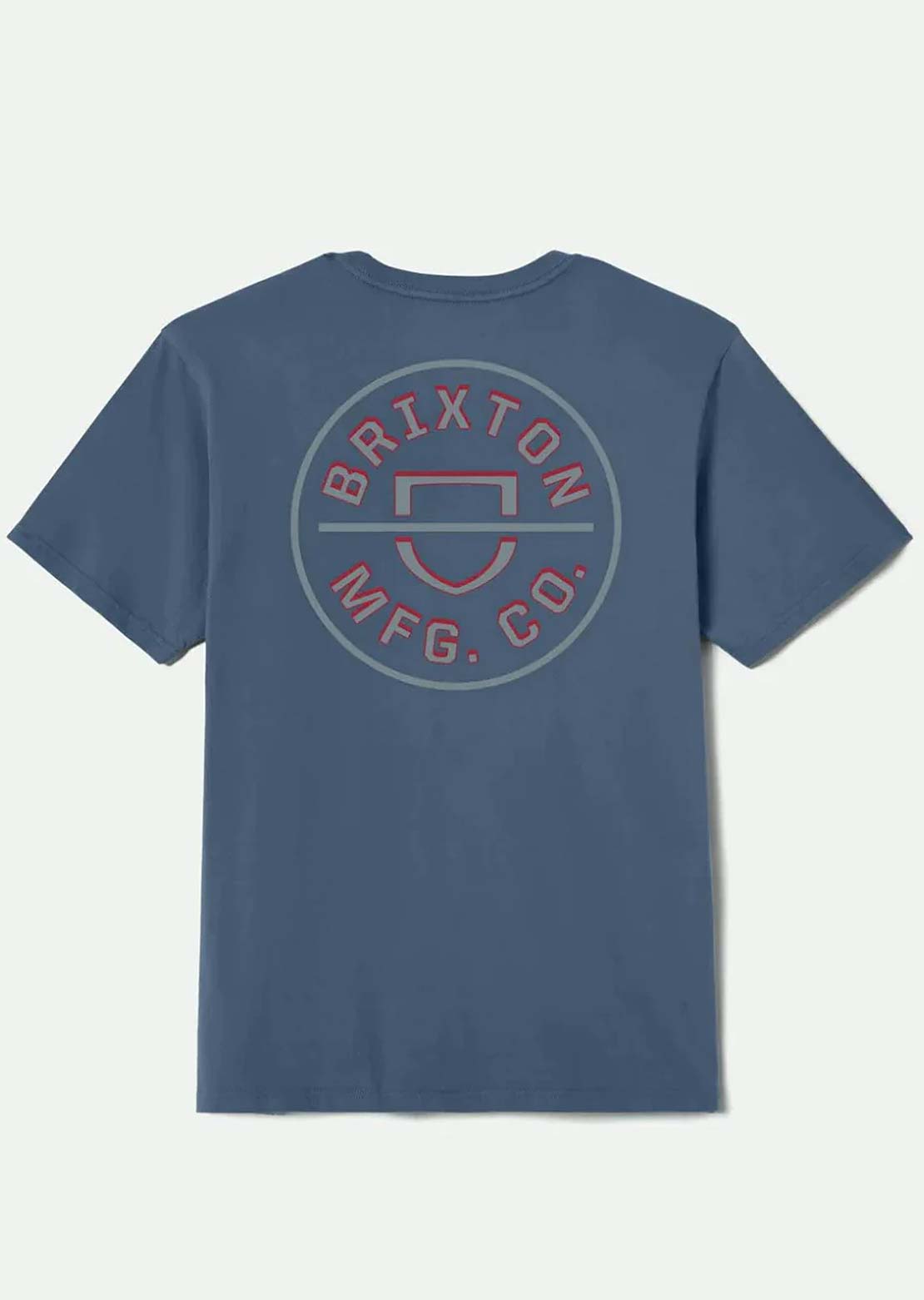 Brixton Men's Crest II Standard T-Shirt Harbor Blue/Grey Blue/Dark Red