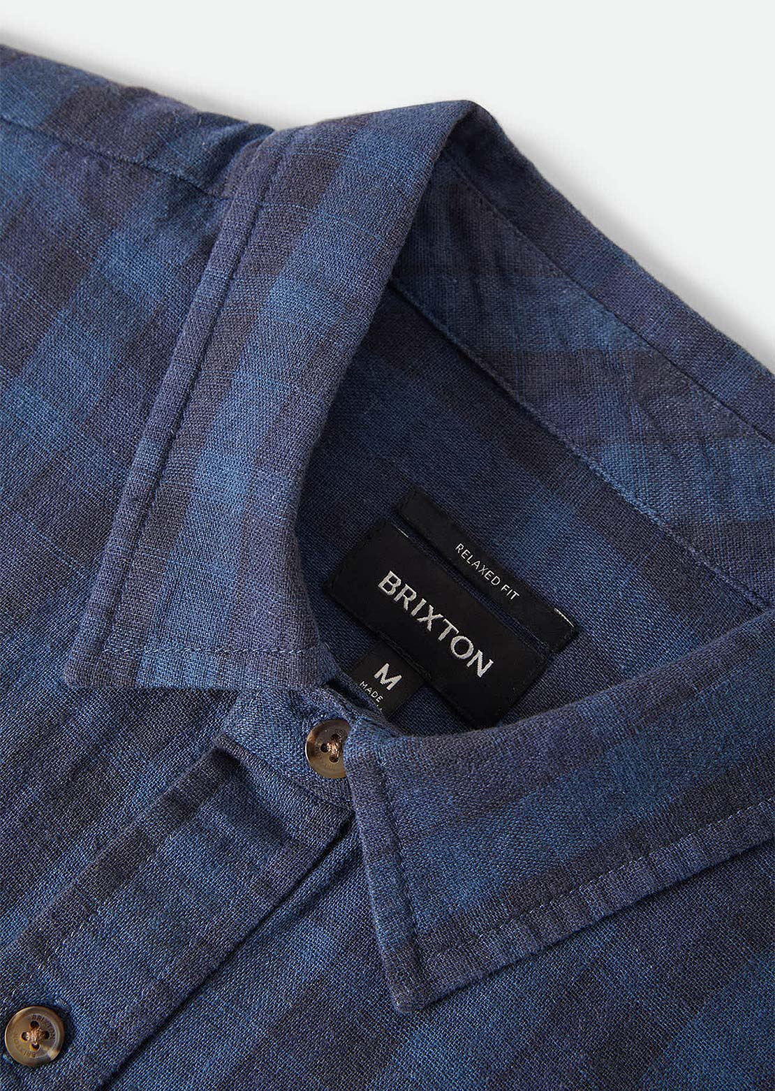 Brixton Men's Cru Linen Blend Plaid Woven Button Up Shirt