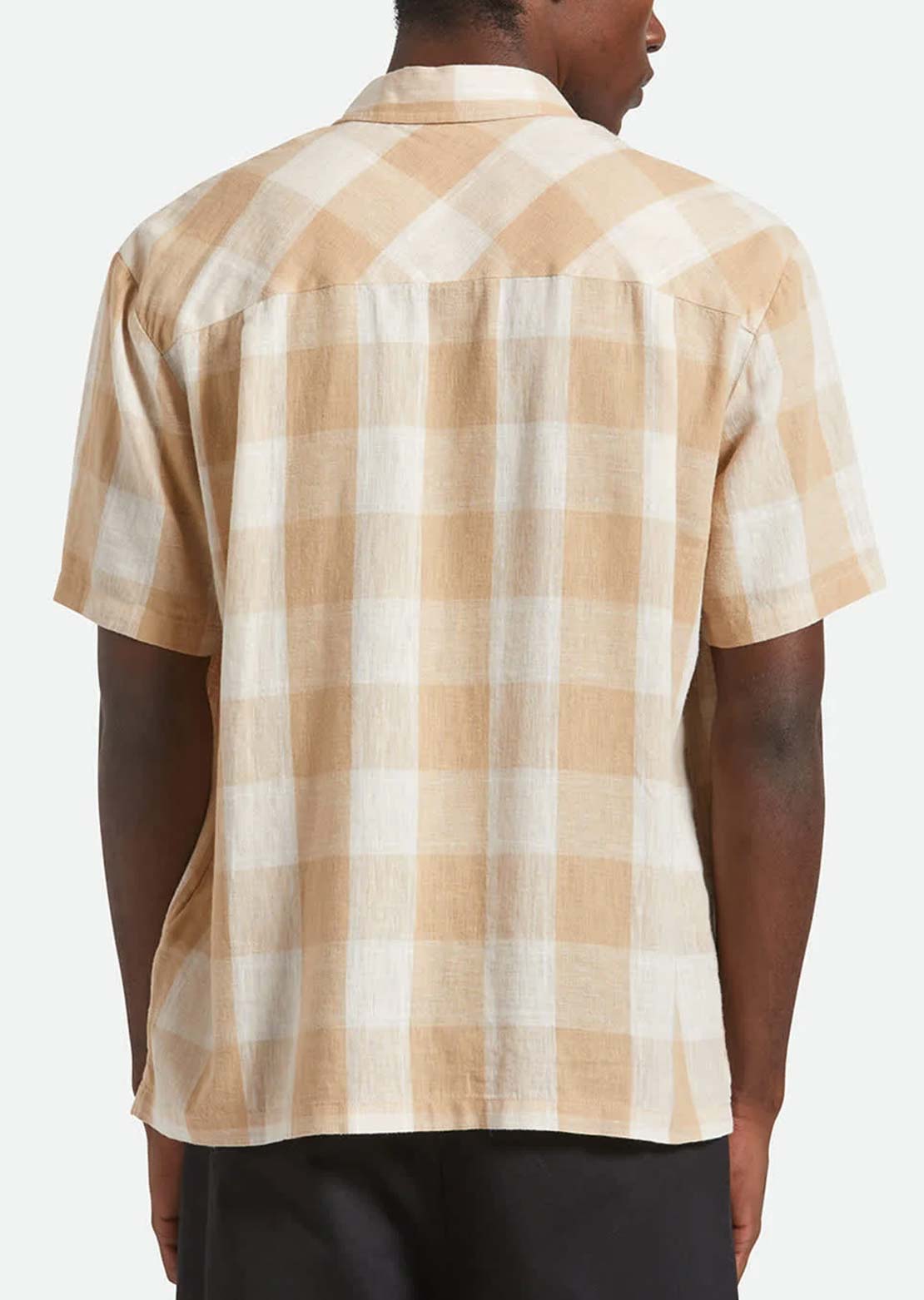 Brixton Men's Cru Linen Blend Woven Button Up Shirt Off White/Sand