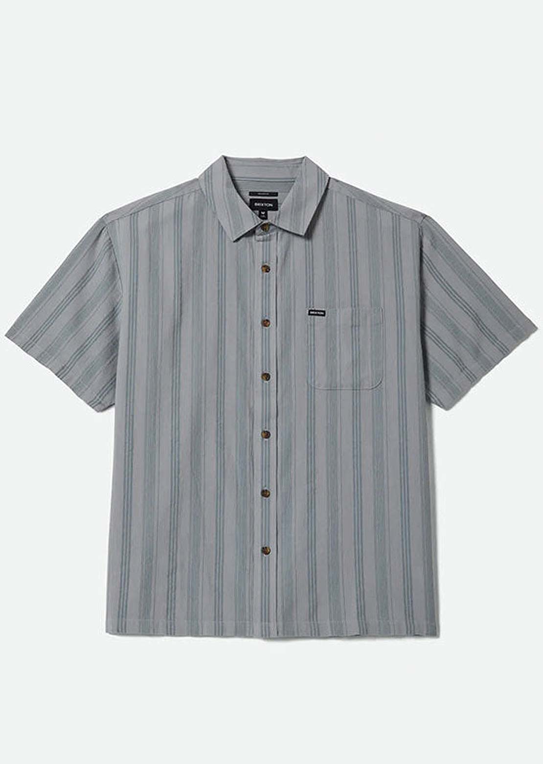 Brixton Men's Cru Striped Dobby Woven Button Up Shirt Trooper