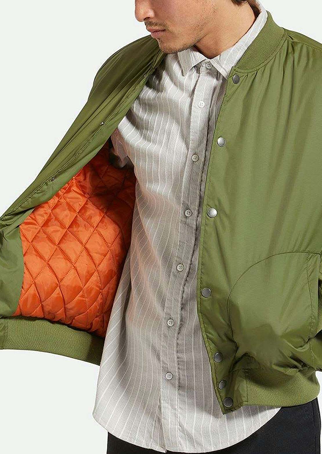 Brixton Men's Dillinger Flight Bomber Jacket Cypress Green