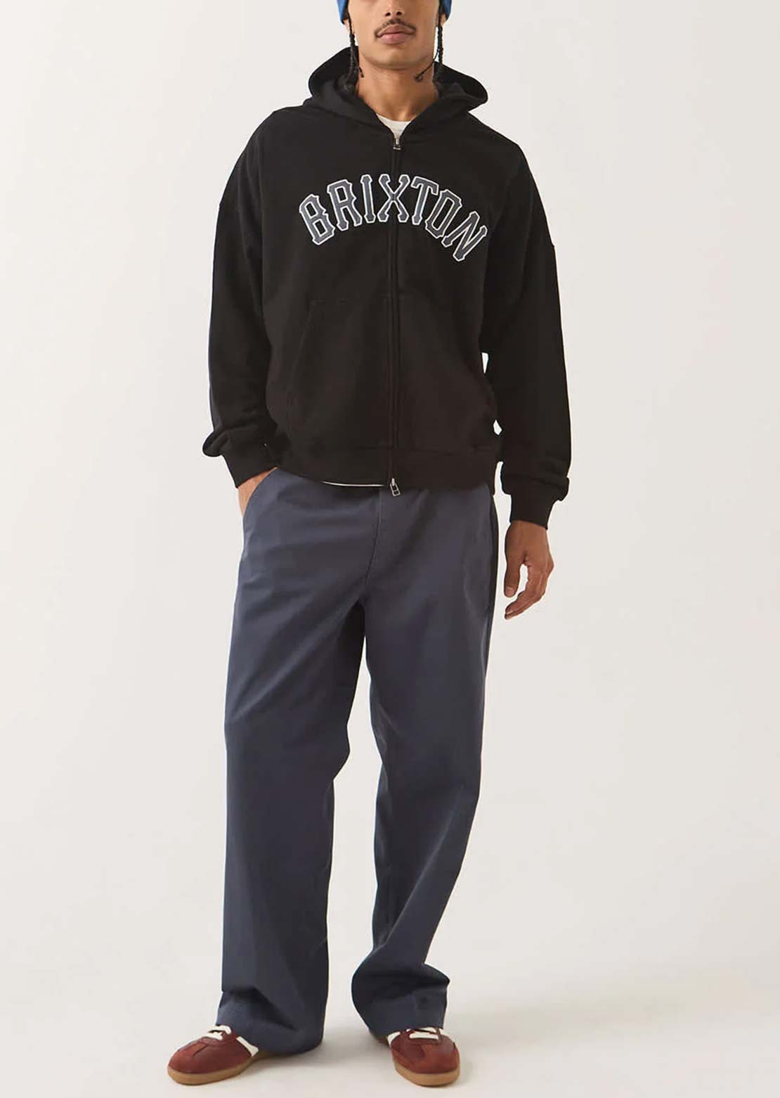 Brixton Men's Dugout Zip Hood Fleece Black/Grey