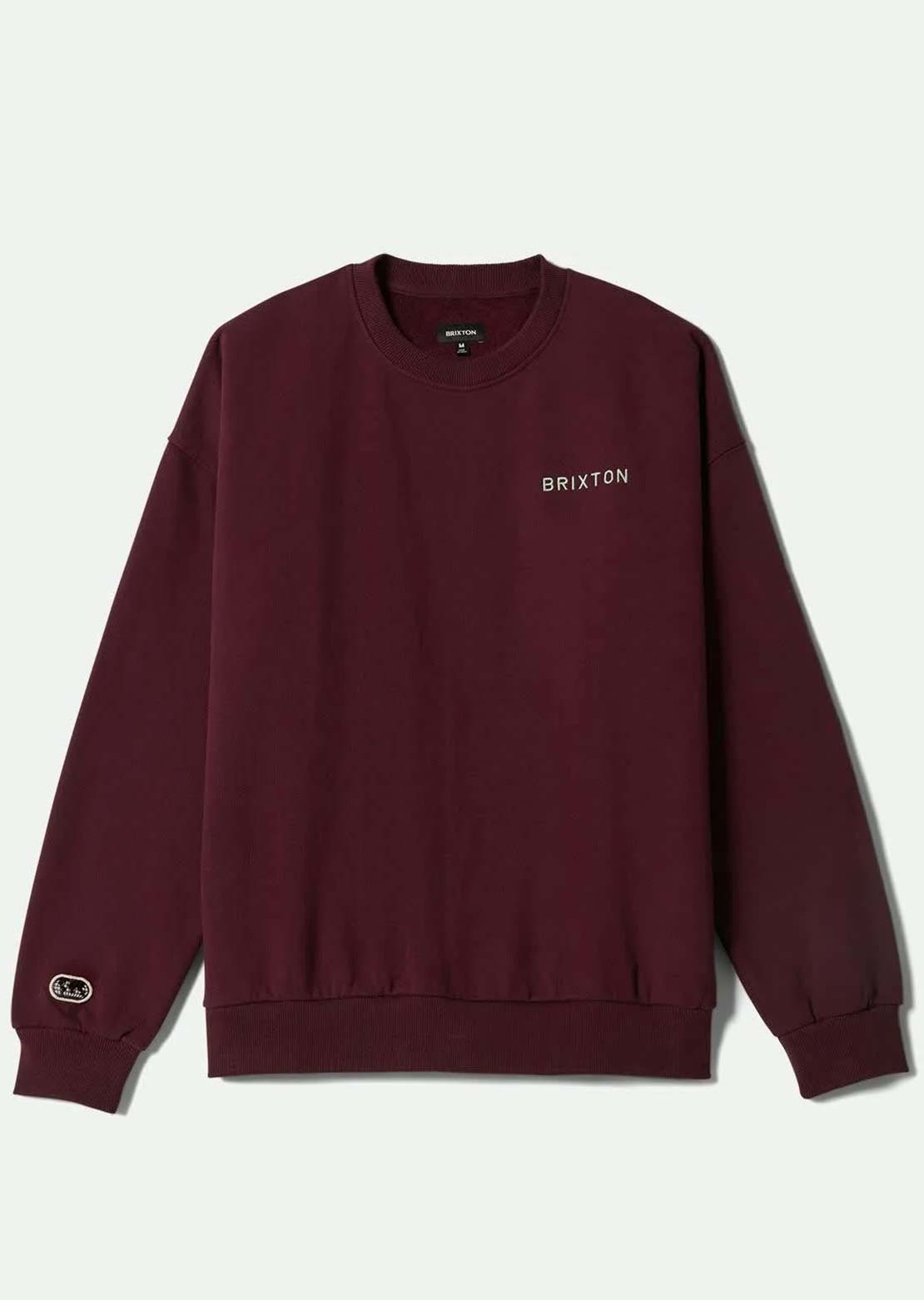 Brixton Men's Embroidered Heavy Weight Crew Long Sleeve Port