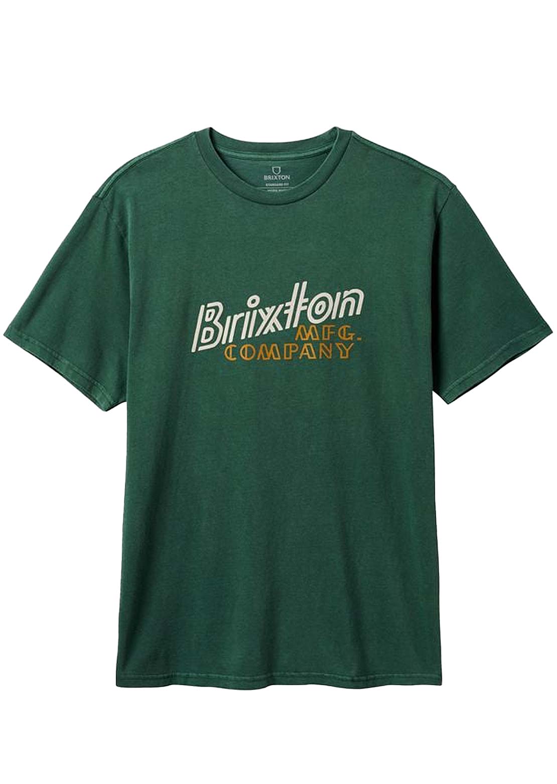 Brixton Men&#39;s Gustin T-Shirt Trekking Green Worn Wash