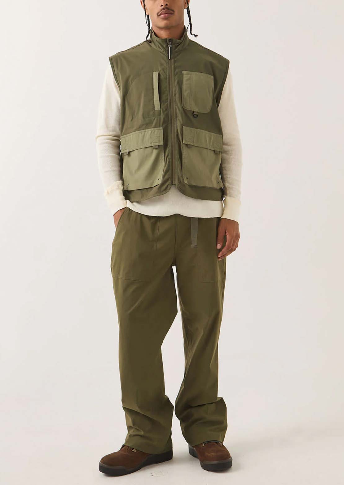 Brixton Men's Journey Utility Vest Dark Olive/Olive Surplus