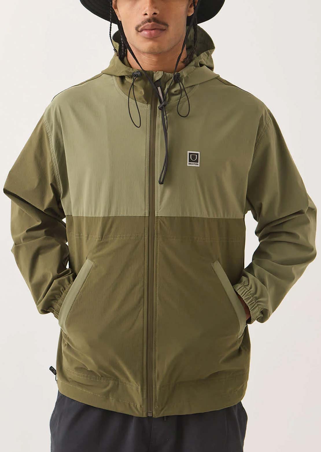 Brixton Men's Journey Zip Jacket Dark Olive/Olive Surplus